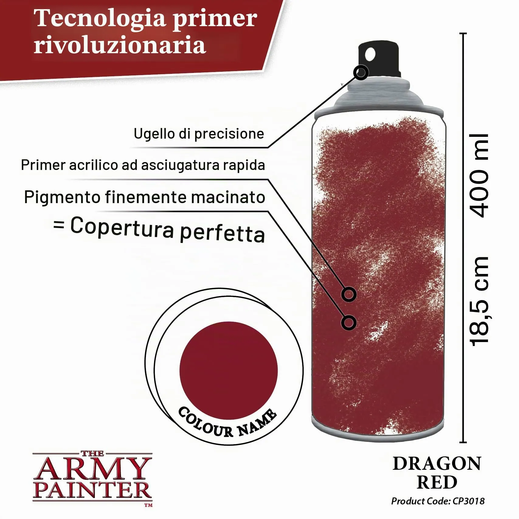 The Army Painter Colour Primer, Dragon Red, 400 ml - immagine 3