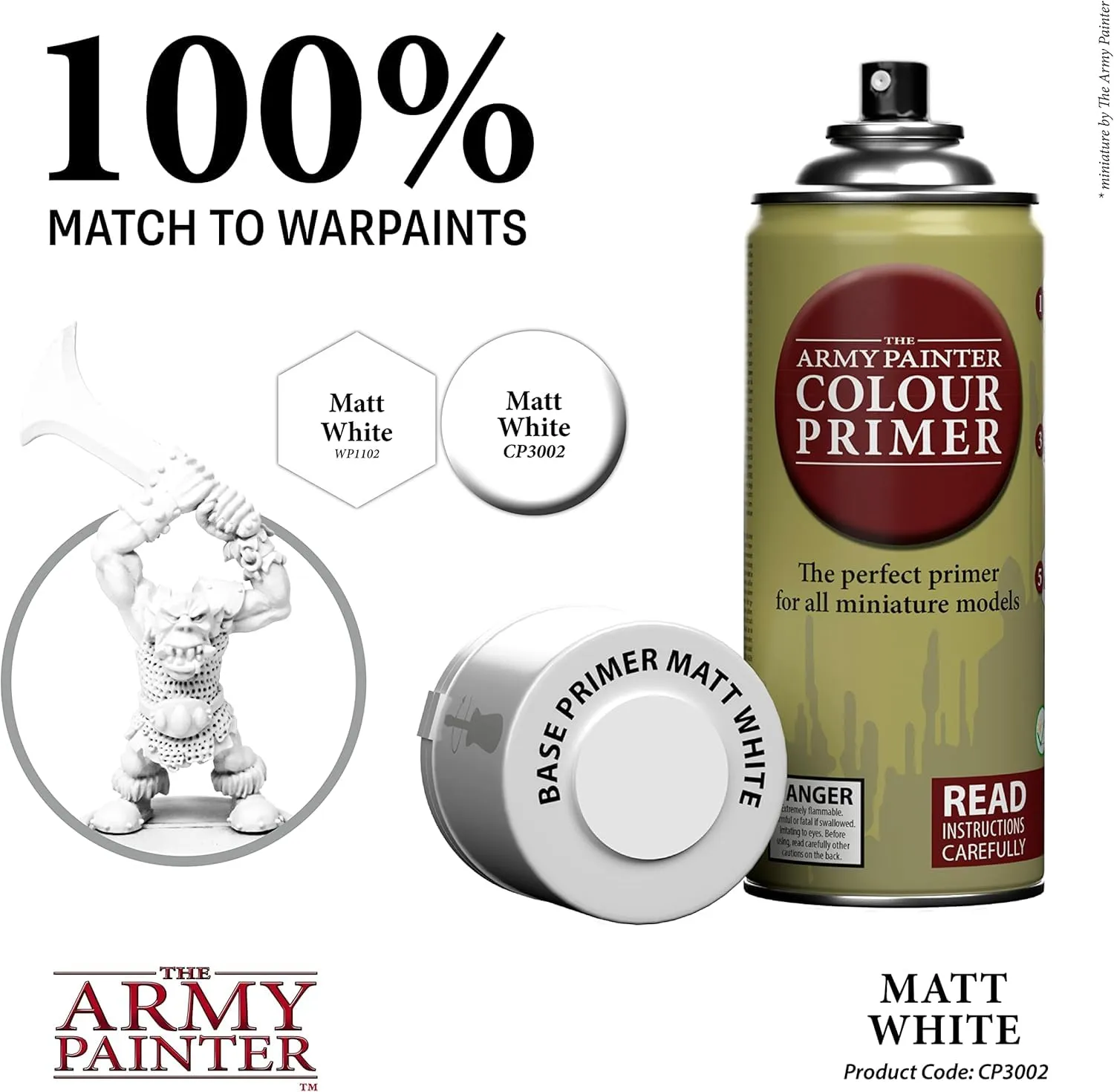 The Army Painter Colour Primer Matt White, 400 ml Acrylic Spray - immagine 2