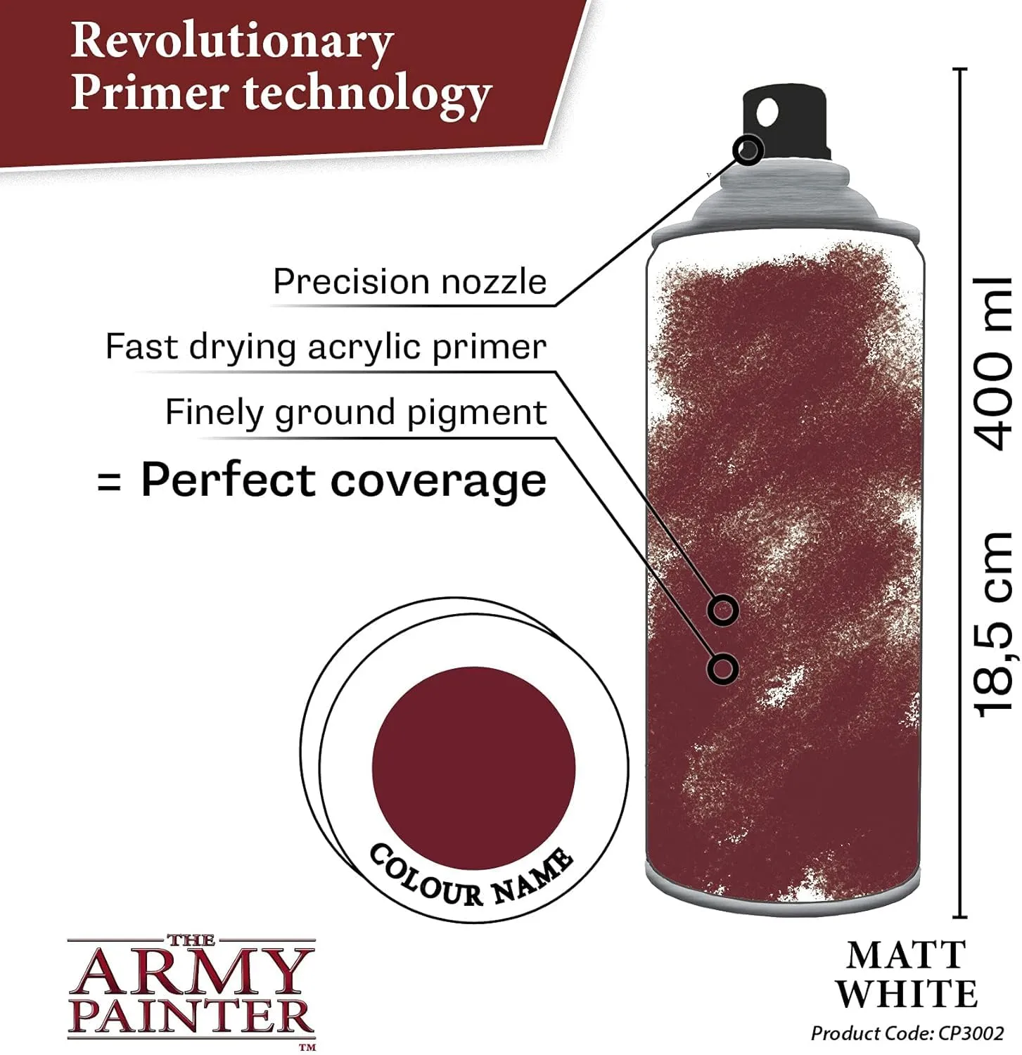 The Army Painter Colour Primer Matt White, 400 ml Acrylic Spray - immagine 3