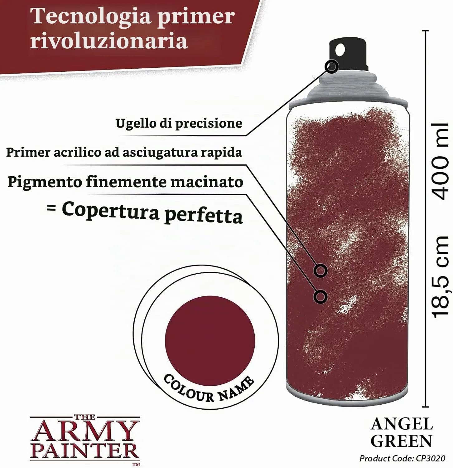 The Army Painter Colour Primer Angel Green, 400 ml Spray Acrylic - immagine 3