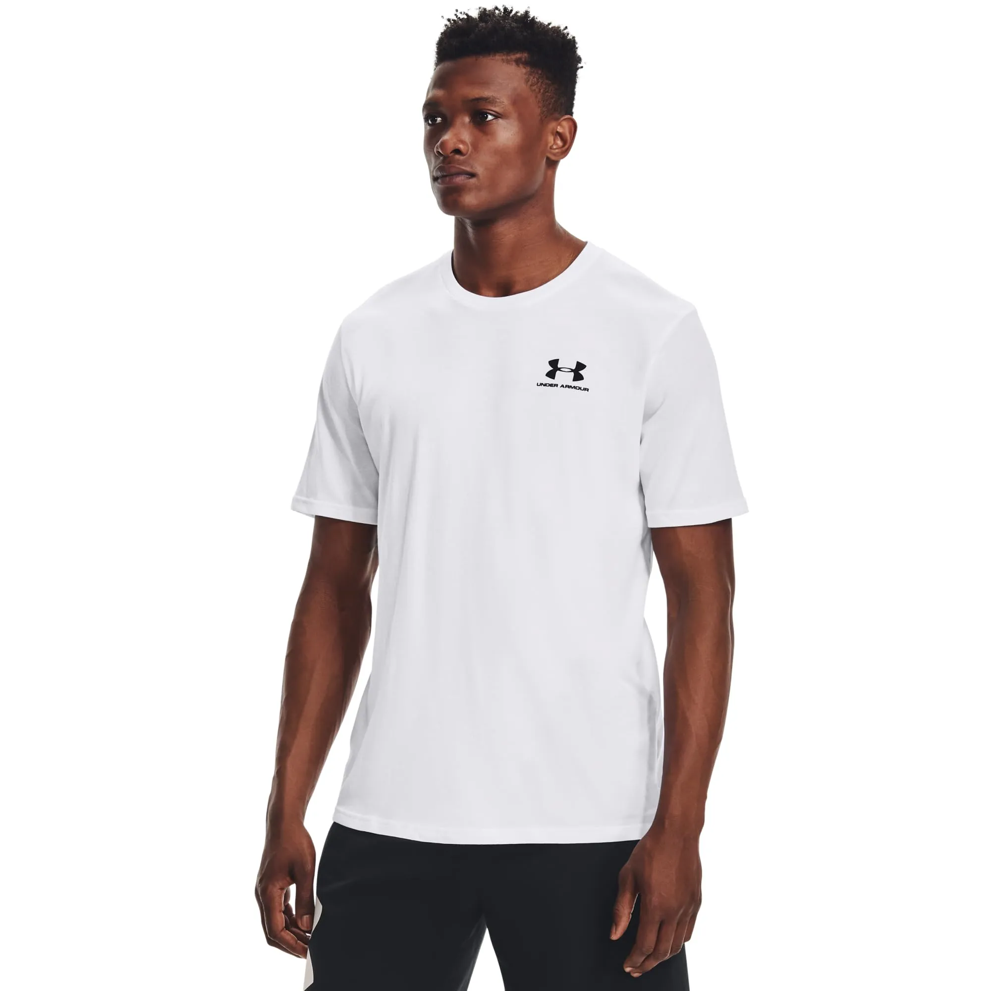 Under Armour Men's Left Chest Logo T-Shirt - White/Black, Size S - immagine 2