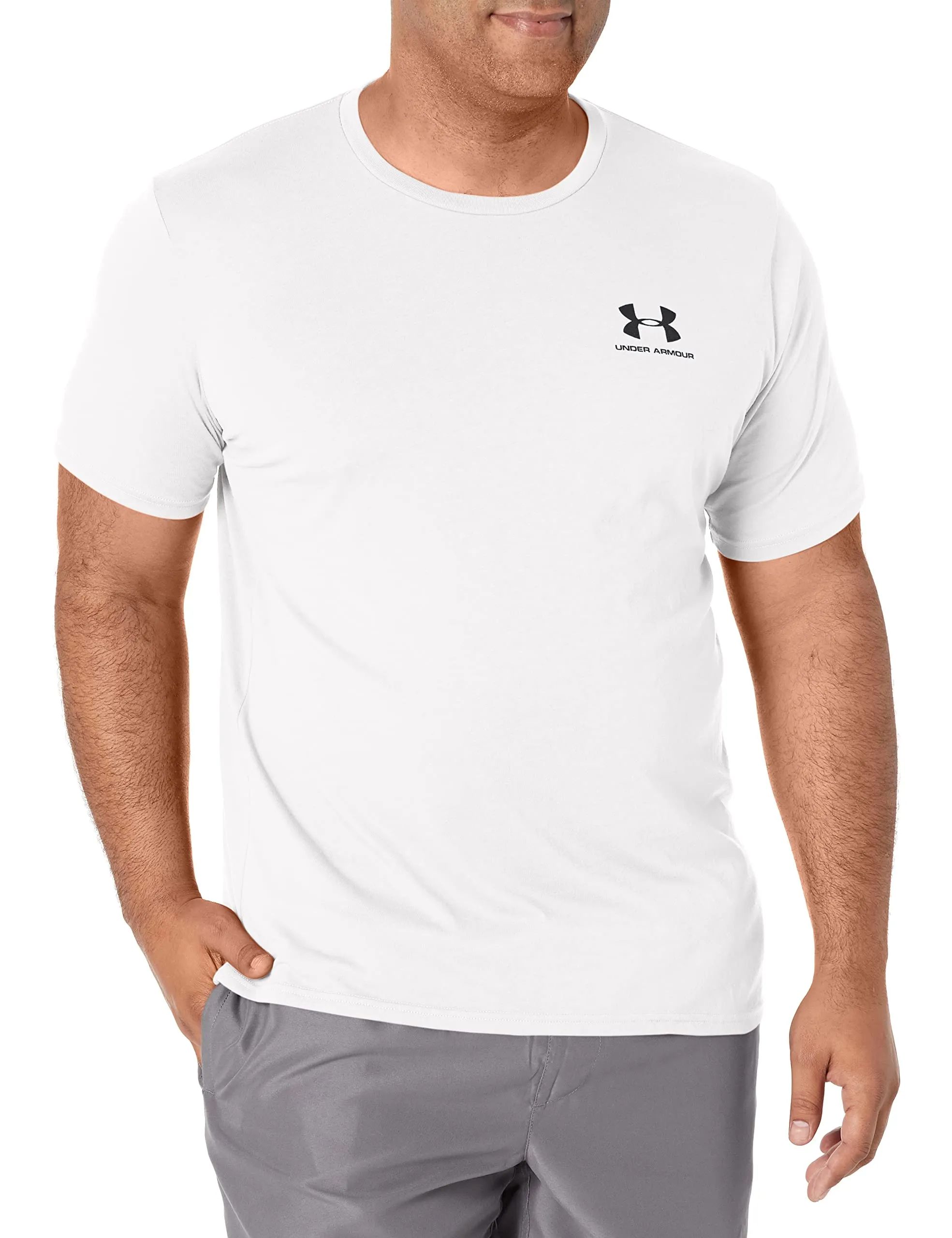 Under Armour Men's Left Chest Logo T-Shirt - White/Black - M - immagine 1