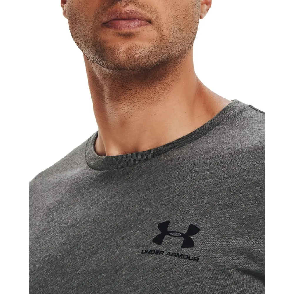 Under Armour Men's Left Chest Logo T-Shirt - Charcoal Medium/Black - M - immagine 4