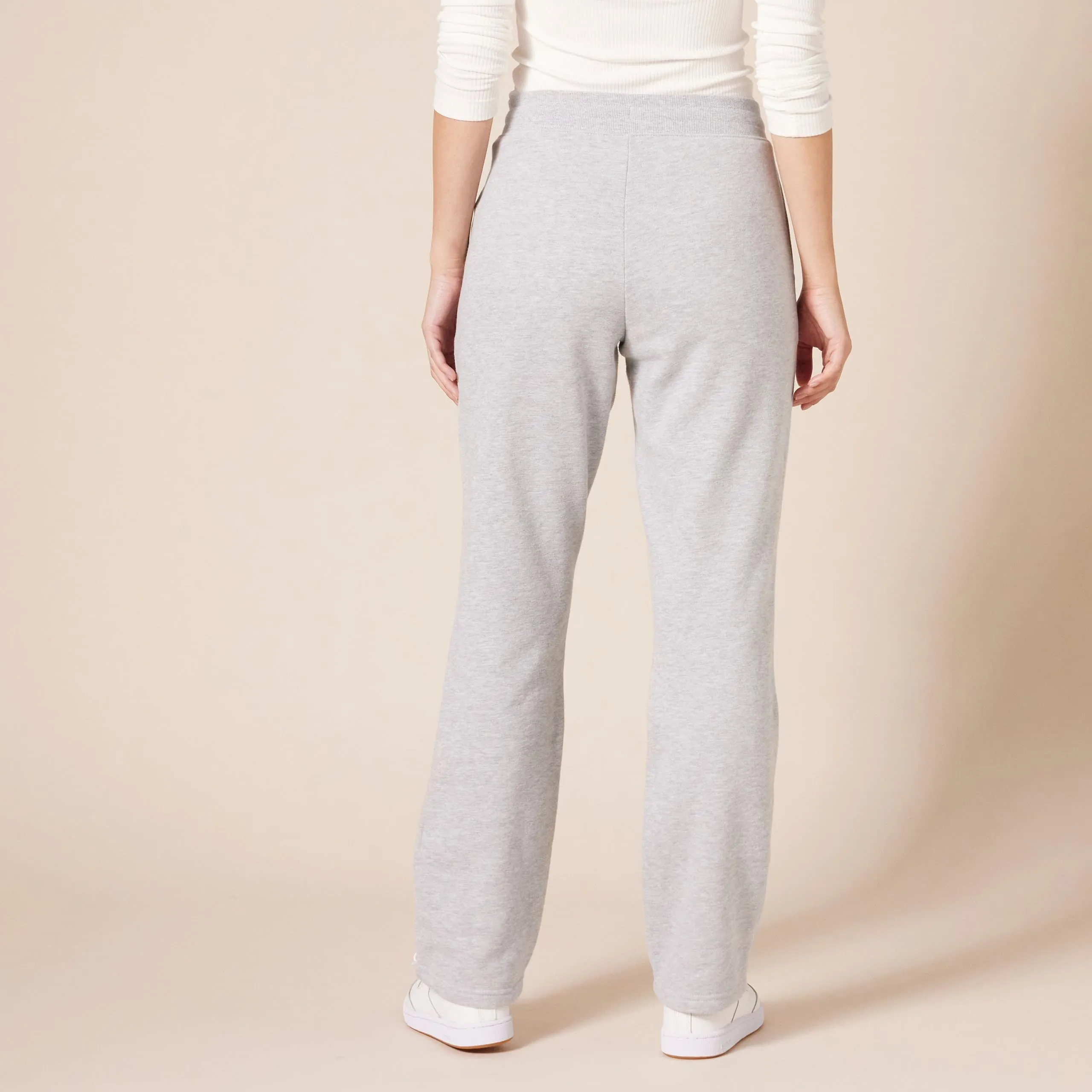 Amazon Essentials Pantaloni Tuta Donna a Gamba Dritta in Pile, Grigio Chiaro Puntinato, S - immagine 2