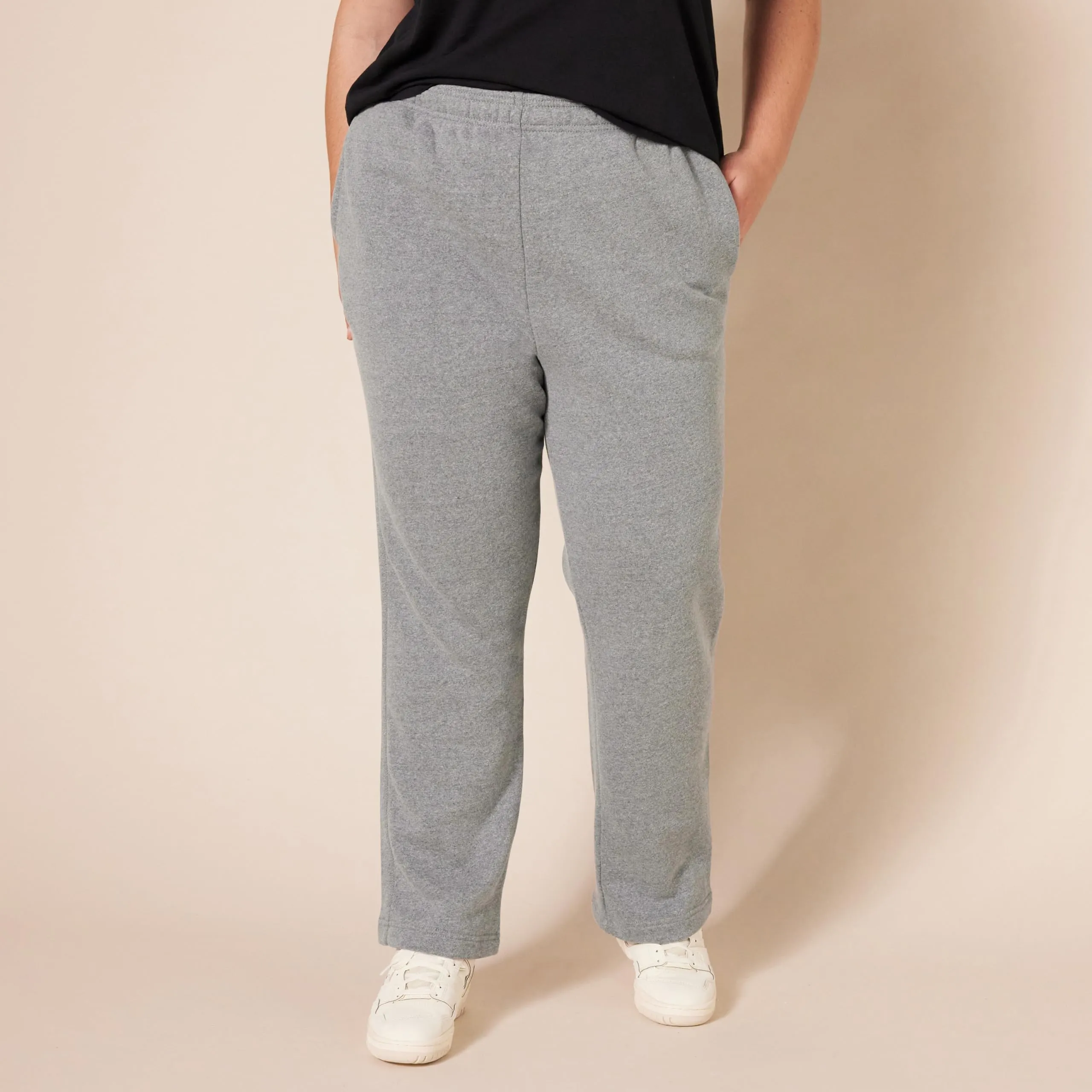 Amazon Essentials Pantaloni Tuta Donna a Gamba Dritta in Pile, Grigio Chiaro Puntinato, S - immagine 5