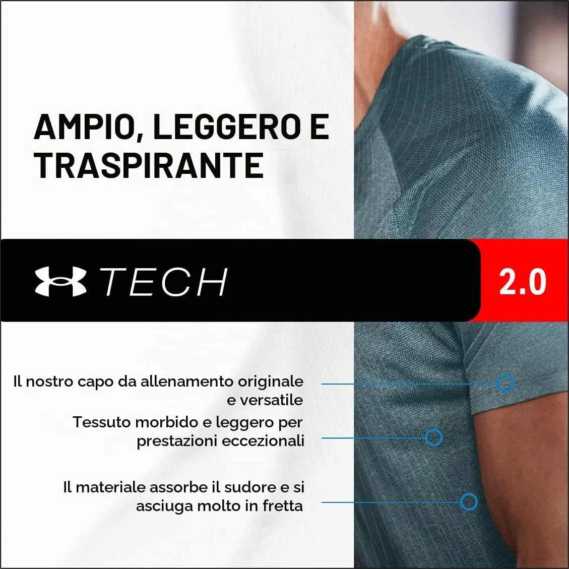 Under Armour Herren Tech 2.0 1/2 Zip Langarmshirt, Nero/Carbone, L Tall - immagine 8