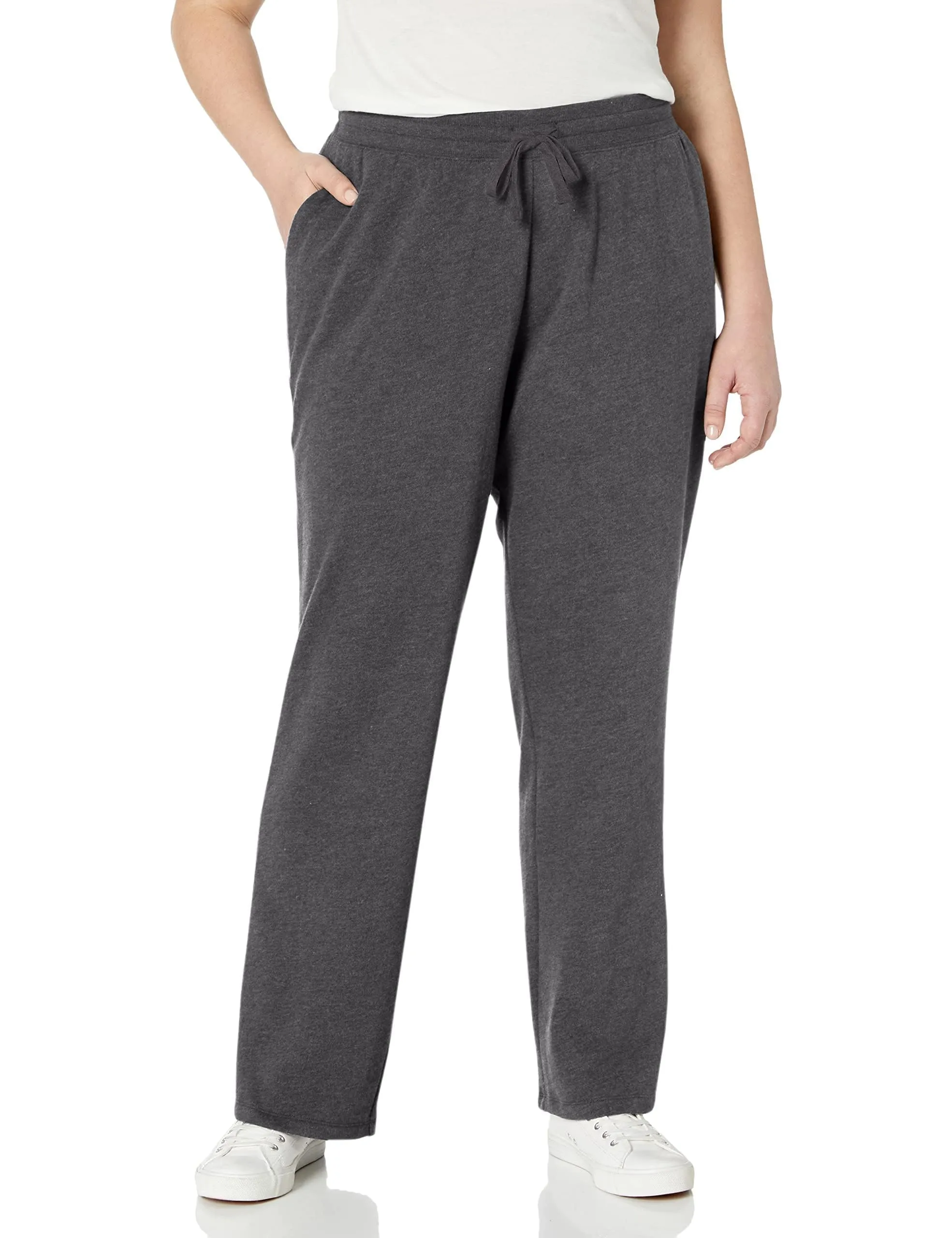 Amazon Essentials Pantaloni Tuta Donna a Gamba Dritta in Pile, Carbone Puntinato, XXL - immagine 1