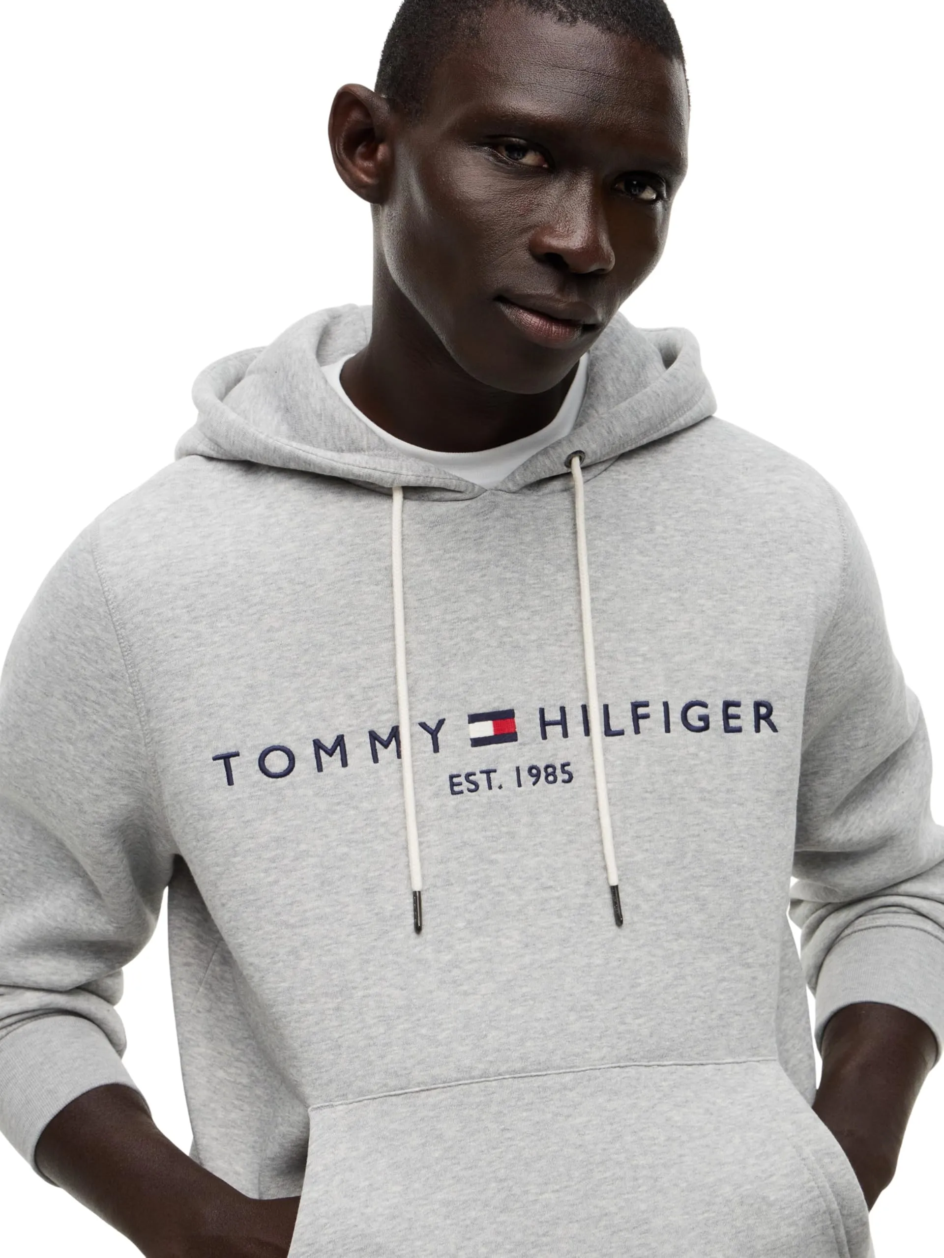 Tommy Hilfiger Core Tommy Logo Hoodie, Cloud Heather, XL - immagine 3