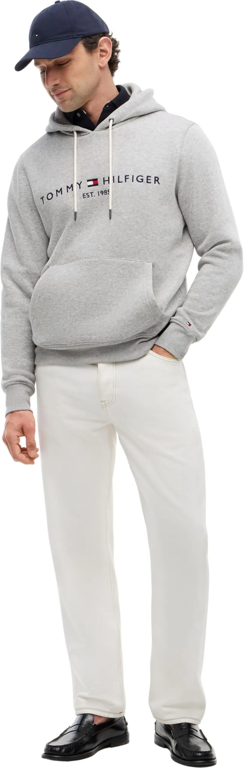 Tommy Hilfiger Core Tommy Logo Hoodie, Cloud Heather, XL - immagine 5