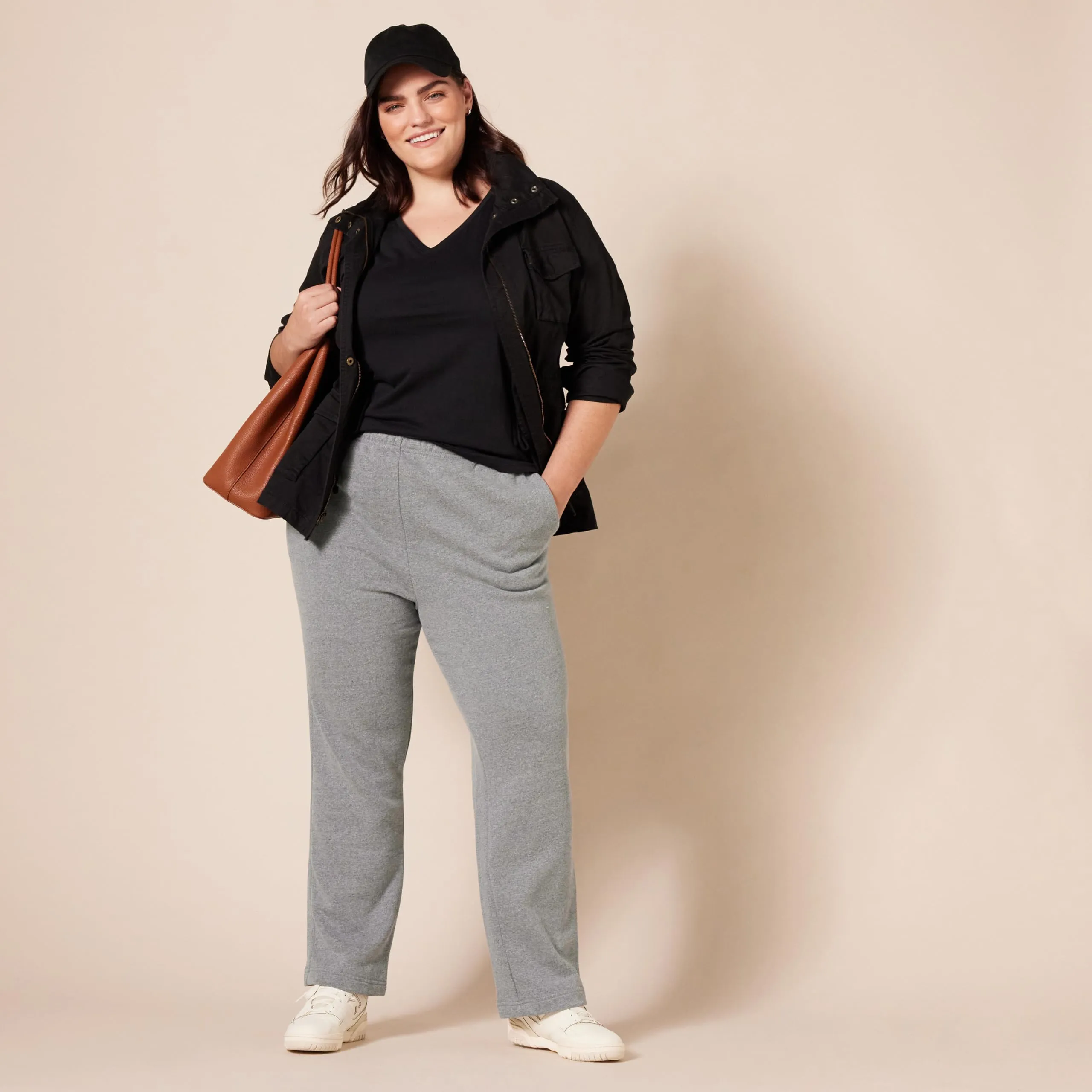 Amazon Essentials Pantaloni Tuta Donna Gamba Dritta in Pile, Grigio Chiaro Puntinato, XL - immagine 7