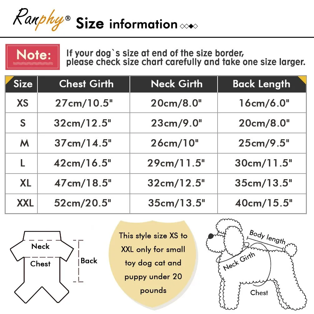 Ranphy Pigiama in Cotone per Cani con Stampa a Anatra, Stile Britannico, Taglia XXL - immagine 5