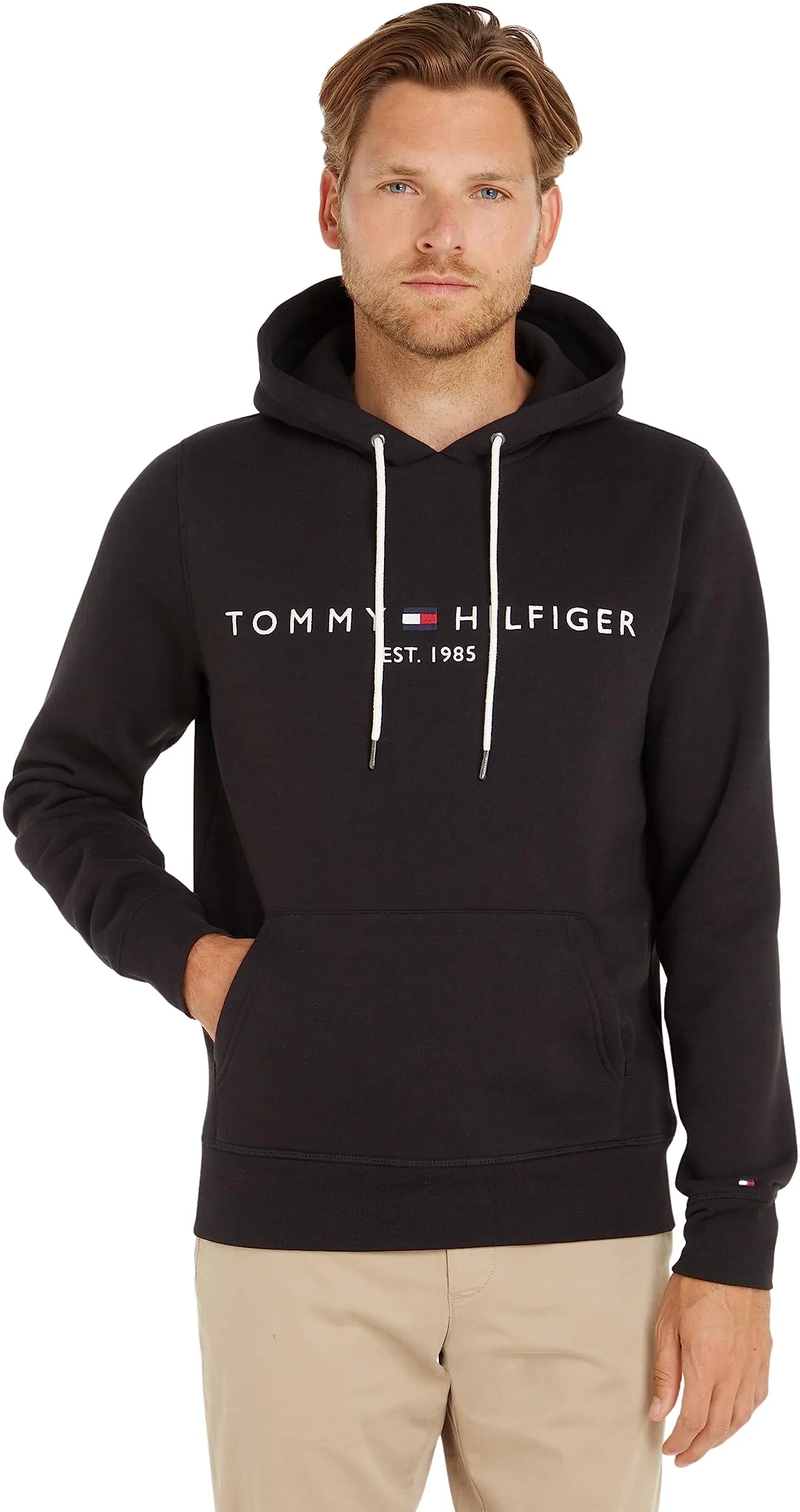 Tommy Hilfiger Core Tommy Logo Hoodie, Jet Black, L - immagine 1