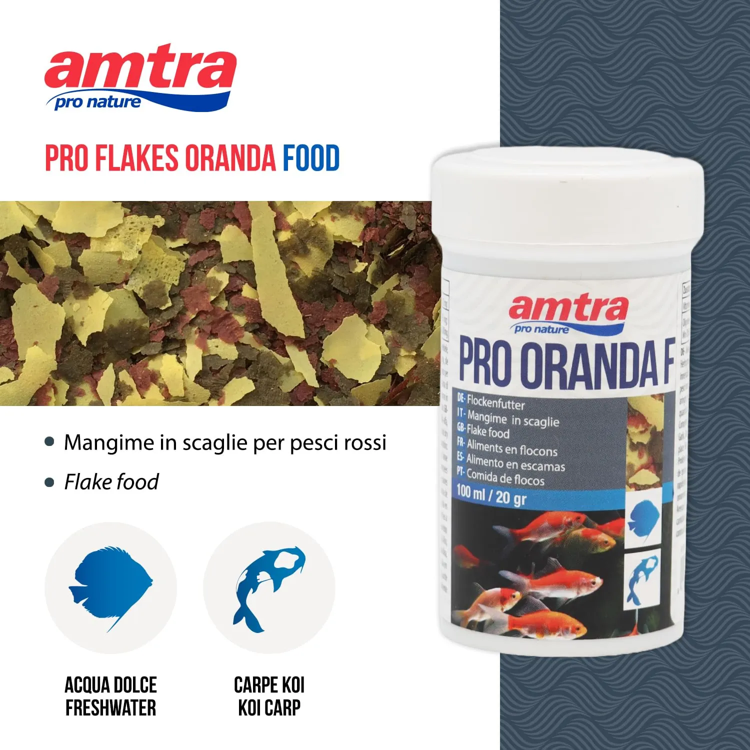 Amtra Pro Oranda Flake 100 ml - Mangime completo in scaglie per pesci rossi e Orifiamma - immagine 3