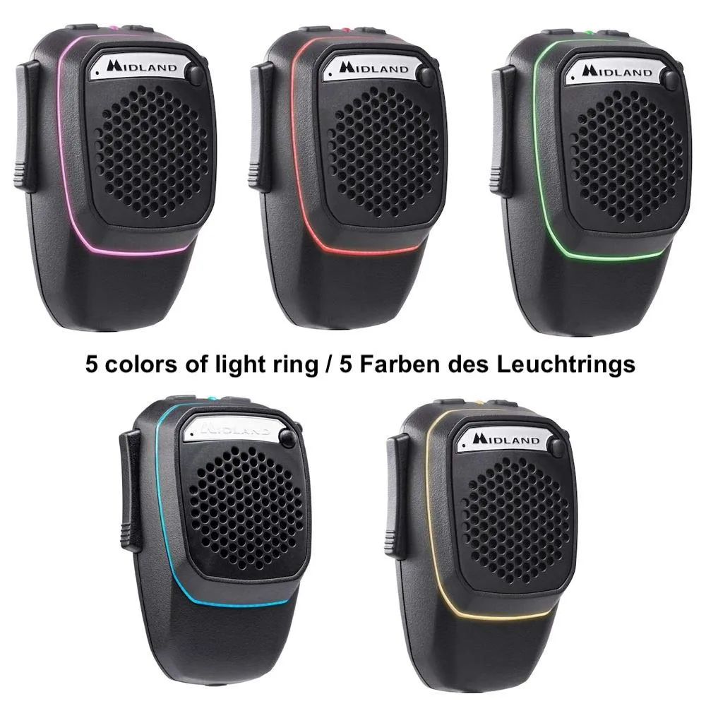 Midland Dual Mike Microfono Wireless Bluetooth per CB Talk e Vivavoce, Altoparlante Super Bass 3W, DSP, Light Ring, Cavo USB Ricarica - immagine 8
