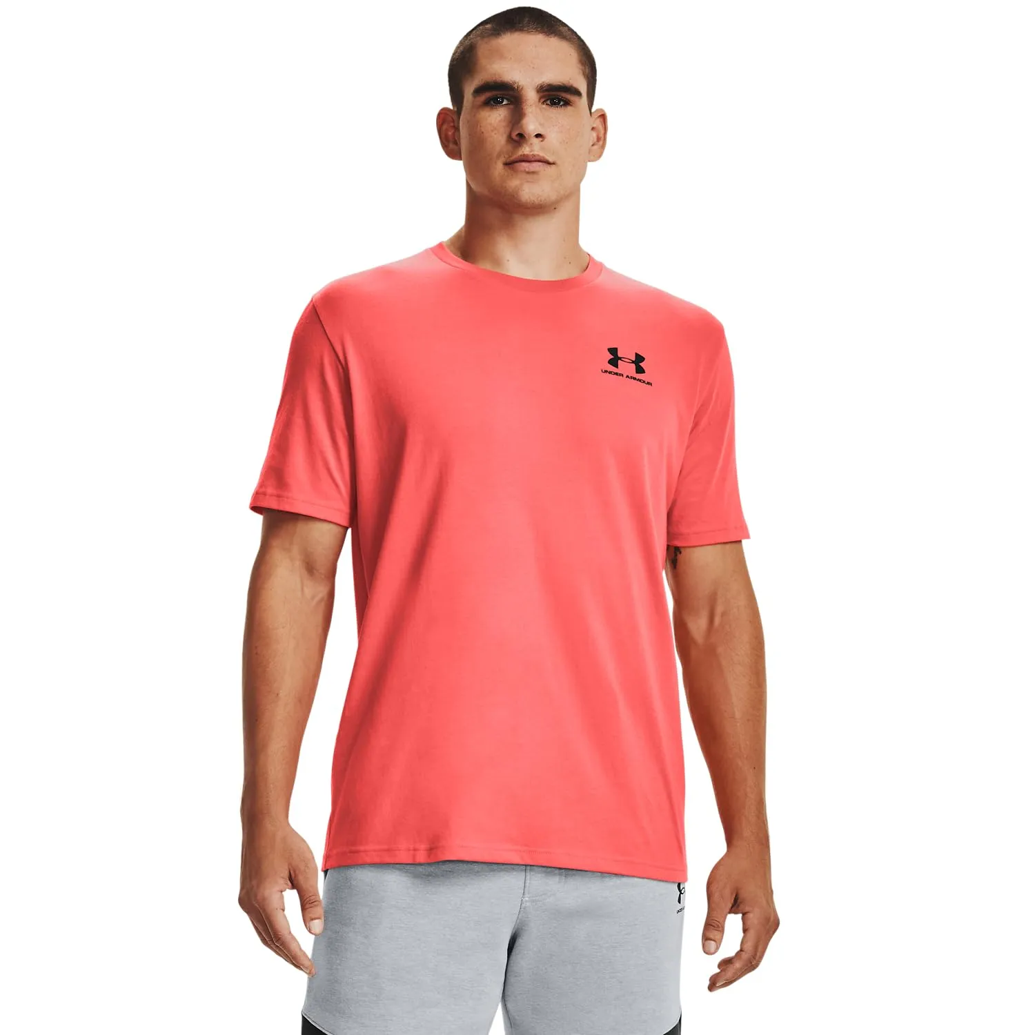 Under Armour Men's Left Chest Logo T-Shirt - Venom Red/Black, Small - immagine 1