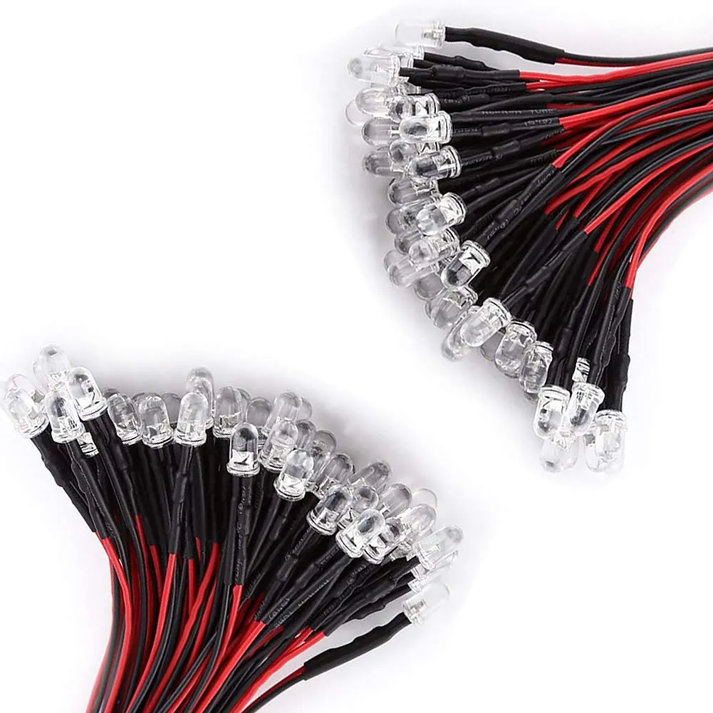 YIXISI LED 5mm Precablati 12V 20cm, 100 Pezzi (Rosso) - immagine 2