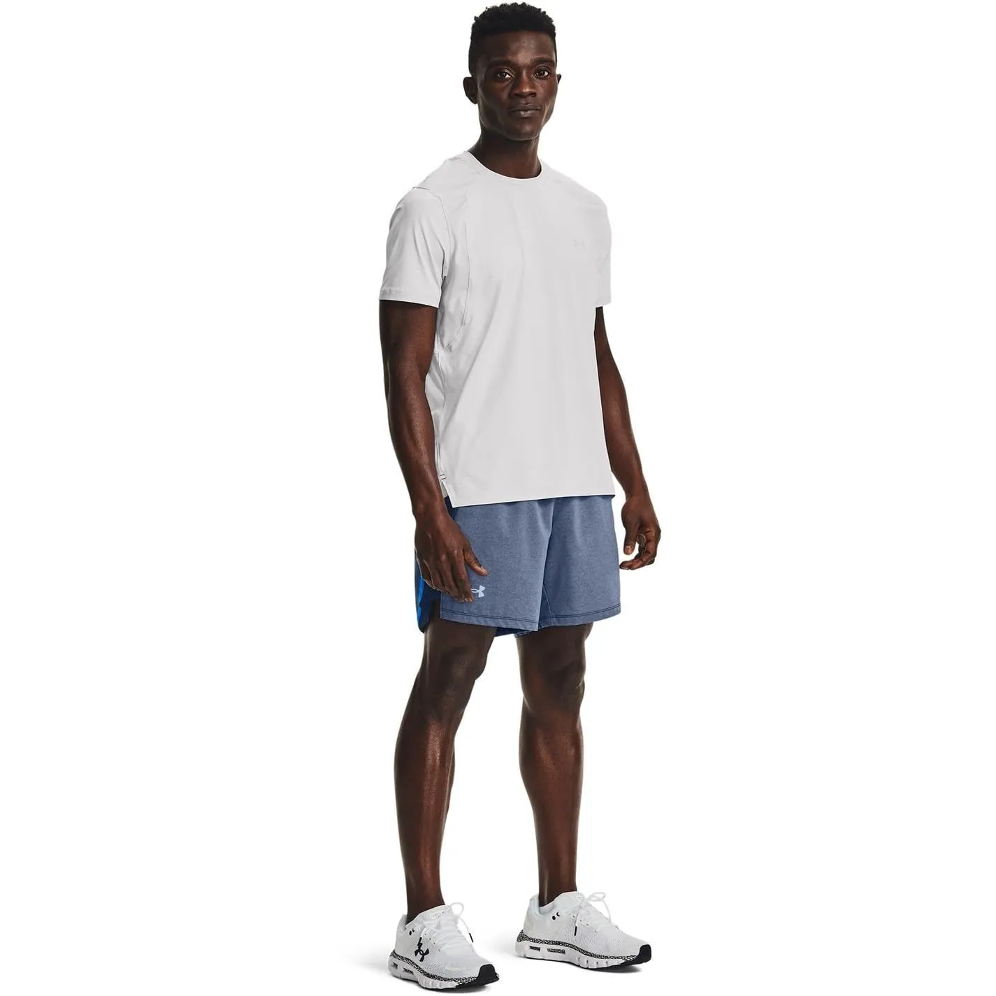 Under Armour Men's Launch Stretch Woven 7-Inch Shorts, Academy Blue Full Heather, Small - immagine 4
