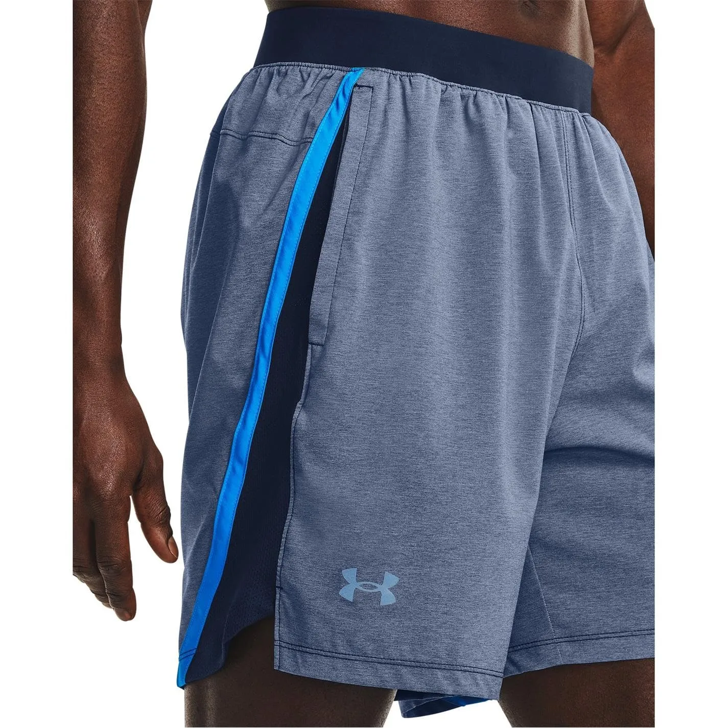 Under Armour Men's Launch Stretch Woven 7-Inch Shorts, Academy Blue Full Heather, Small - immagine 6