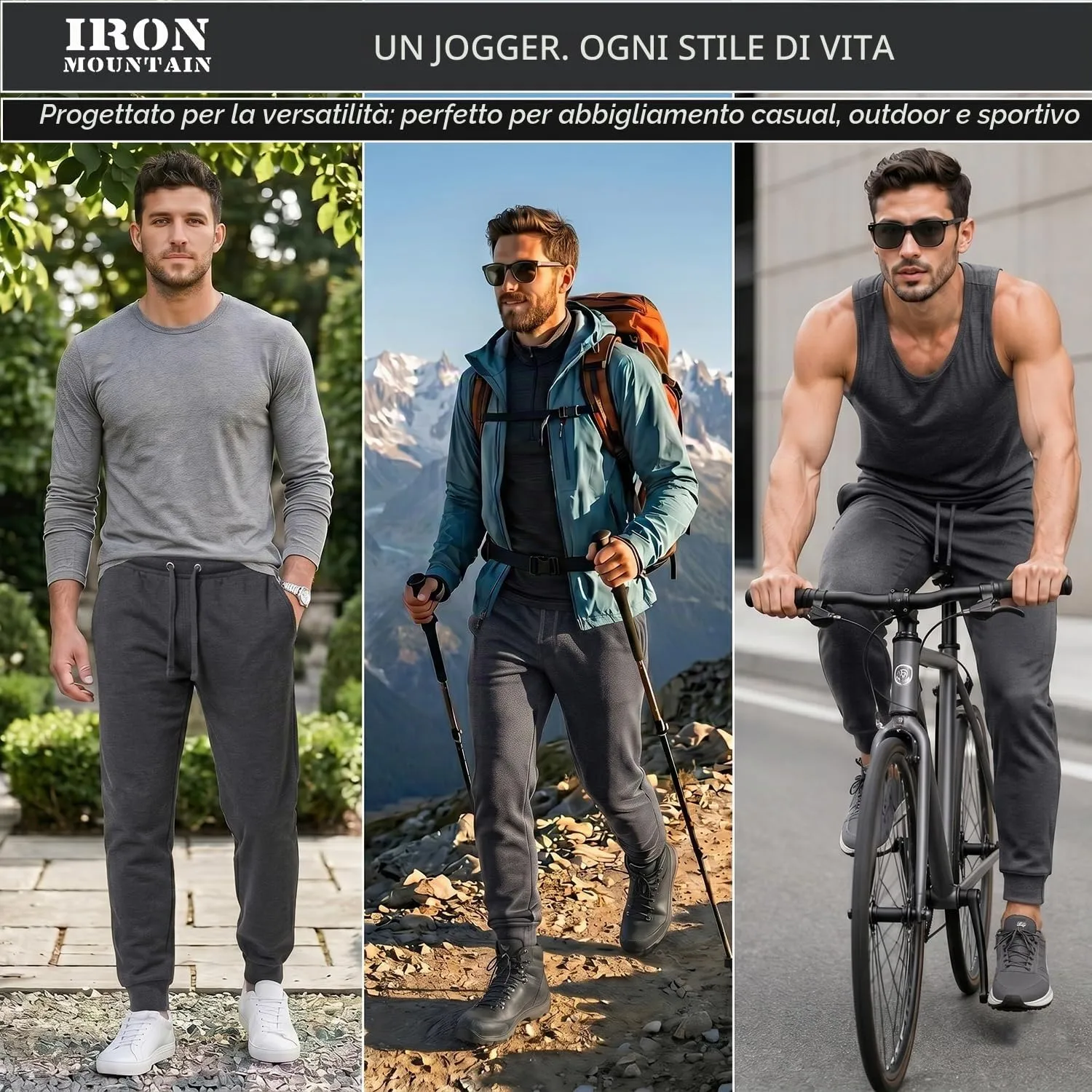 Iron Mountain Pantaloni Jogger Uomo in Felpa Misto Cotone, Anthracite, XXL - immagine 2