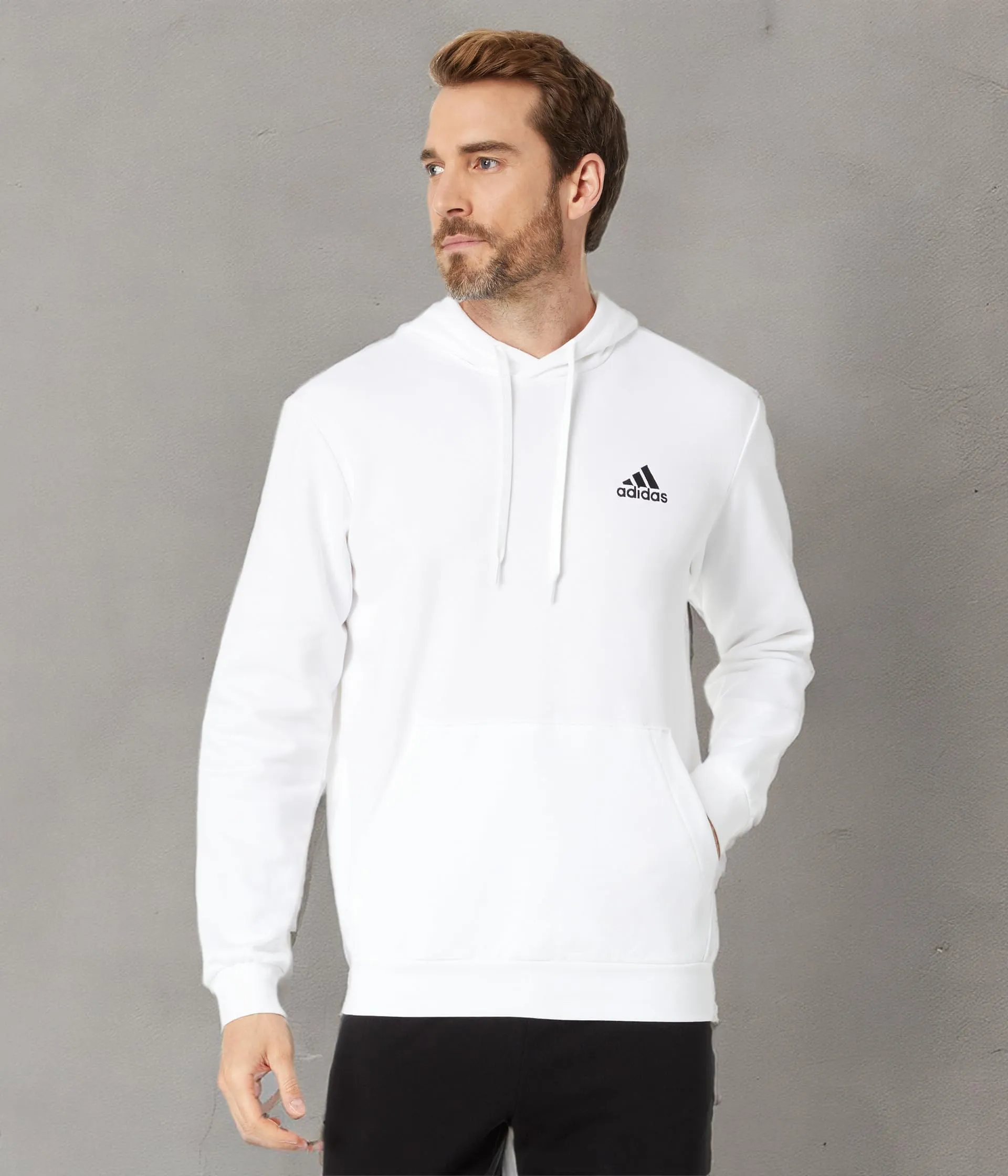 adidas Men's Standard Essentials Fleece Hoodie, White/Black, XXL - immagine 3