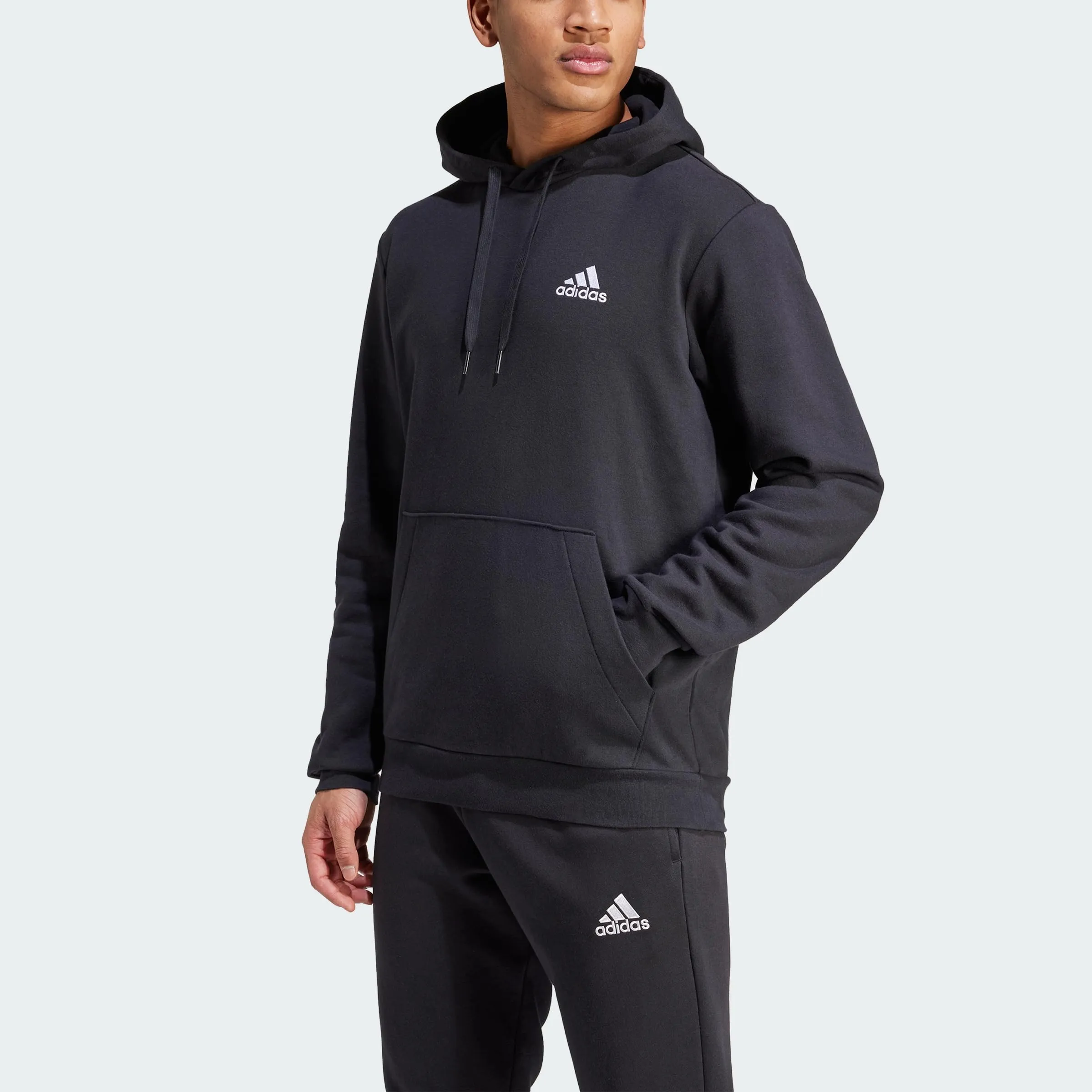 Adidas Men's Big & Tall Essentials Fleece Hoodie, Black/White, 3X-Large/Tall - immagine 4