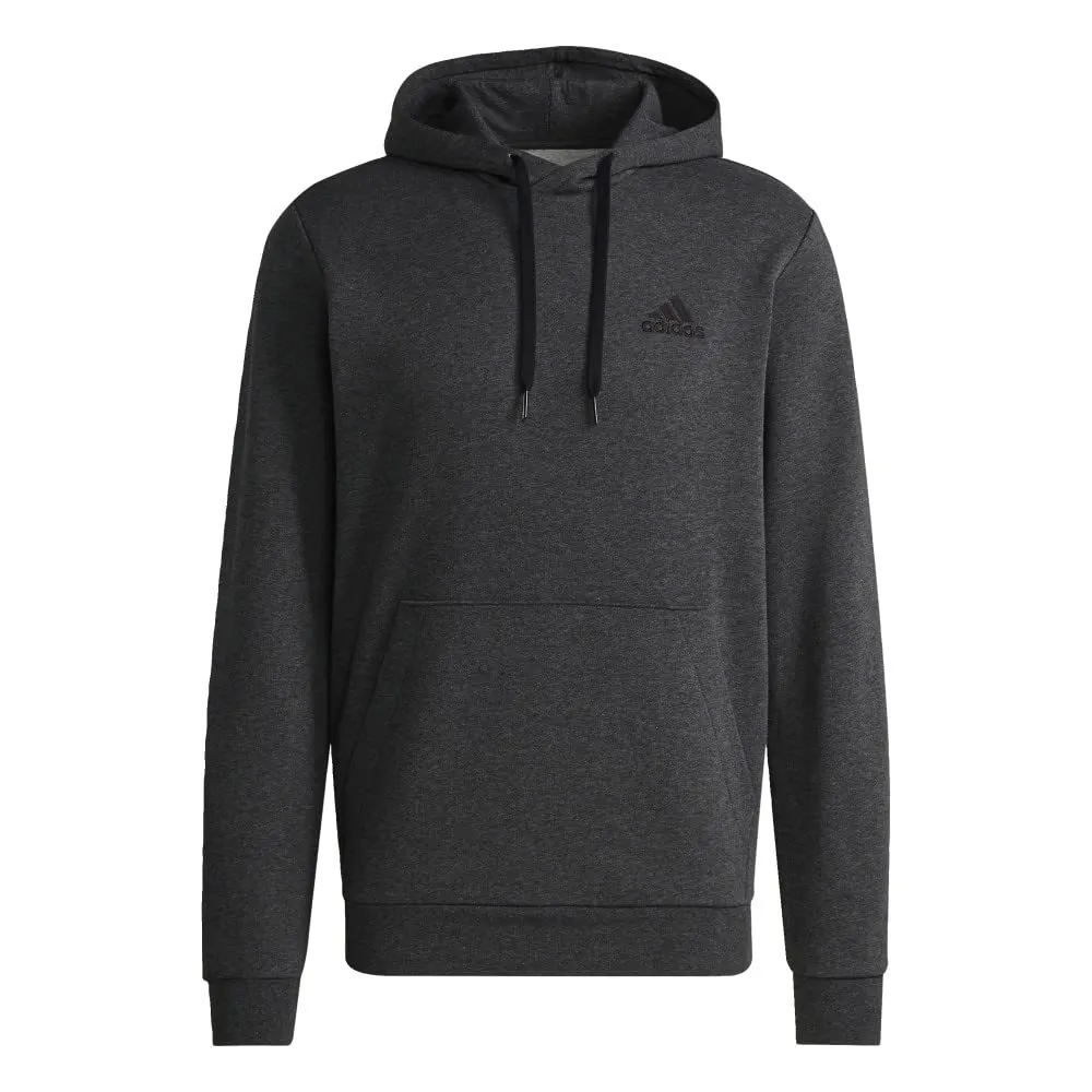 Adidas Feelcozy Pullover con Cappuccio da Uomo, Grigio Scuro mélange/Nero/Nero, M - immagine 3