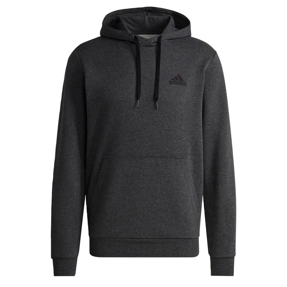 Adidas Feelcozy Pullover con Cappuccio da Uomo, Grigio Scuro mélange/Nero/Nero, M - immagine 5