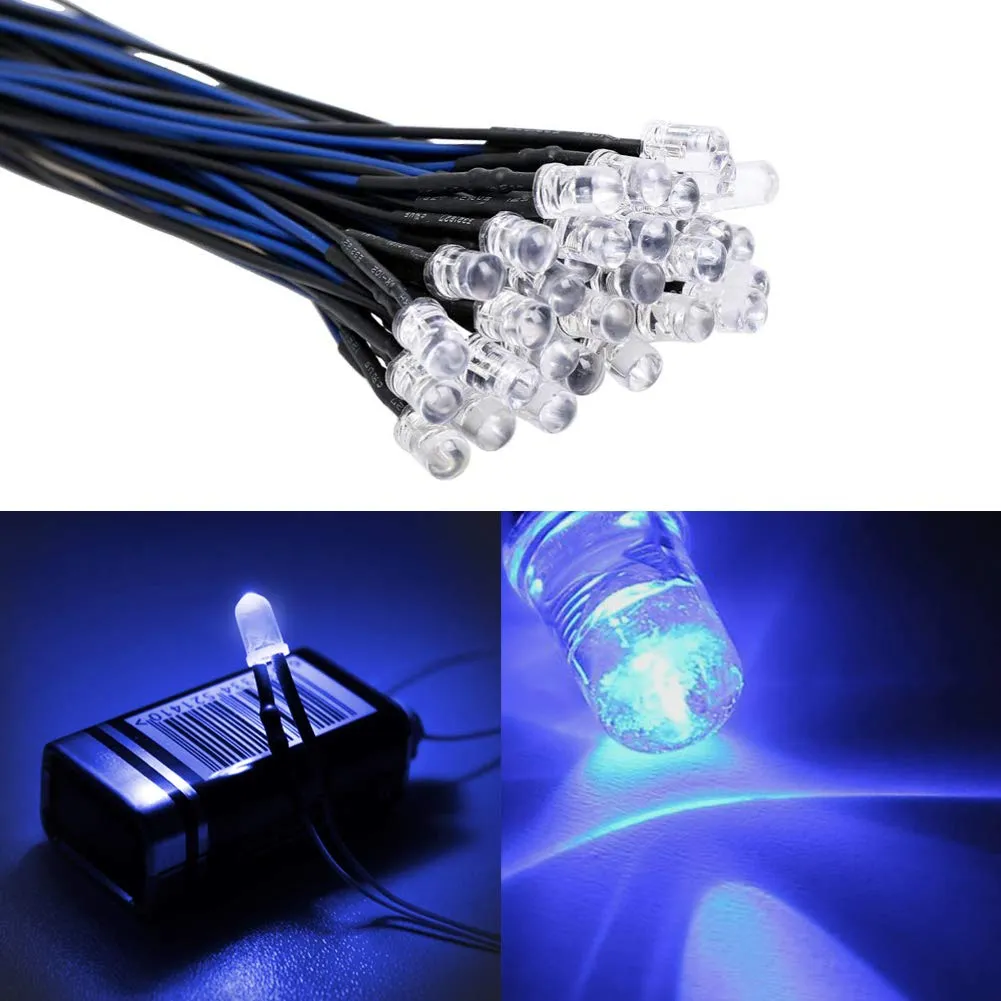 YIXISI LED 5mm Precablati 12V 20cm, 50 Pezzi, Blu - immagine 5
