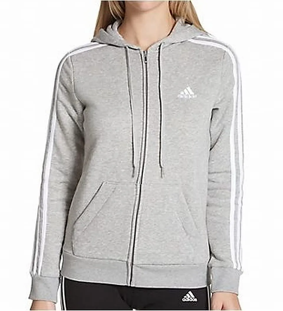 adidas Womens Essentials Full-Zip Hoodie - Medium Grey Heather/White, Medium - immagine 4