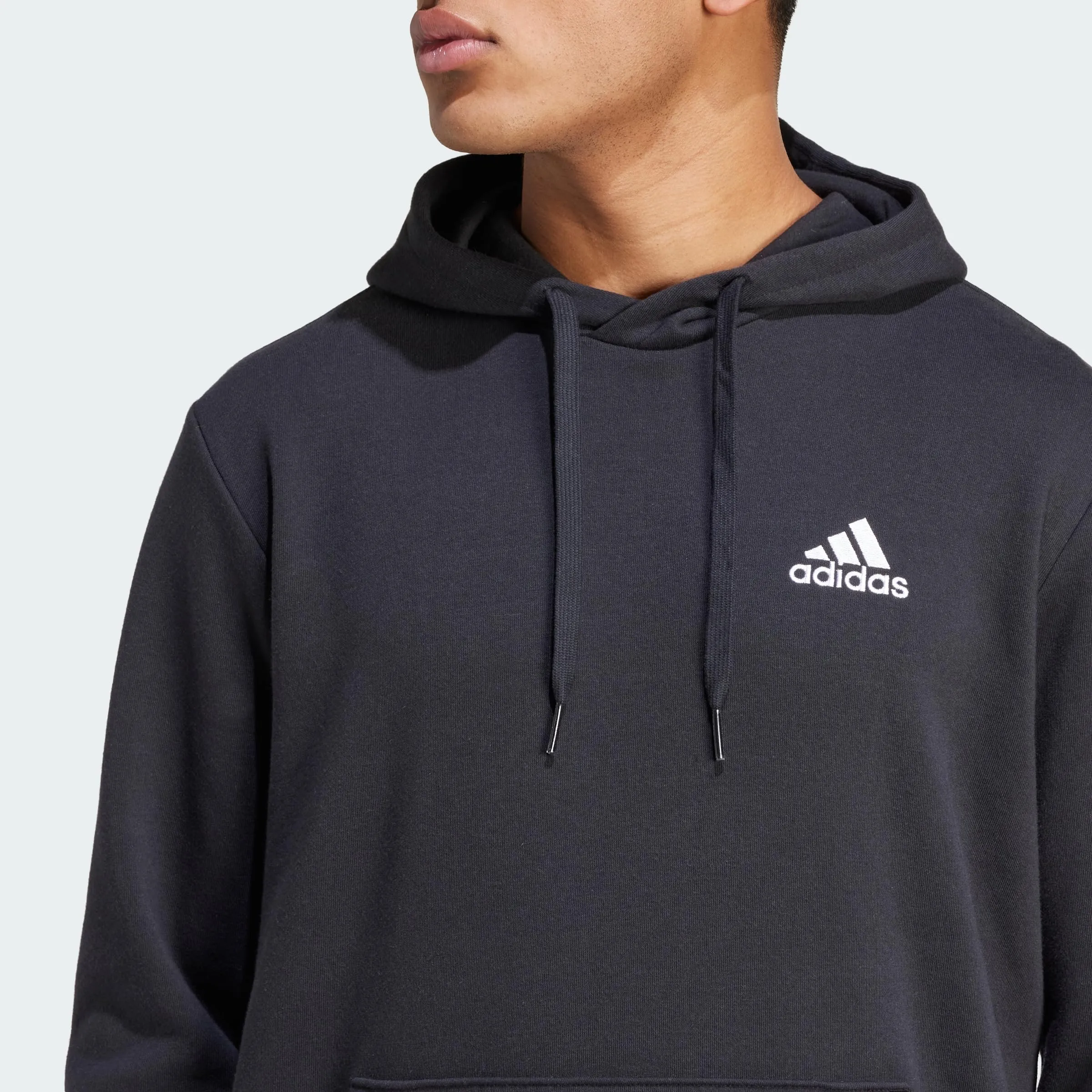 adidas Men's Standard Essentials Fleece Hoodie, Black/White, Medium - immagine 2