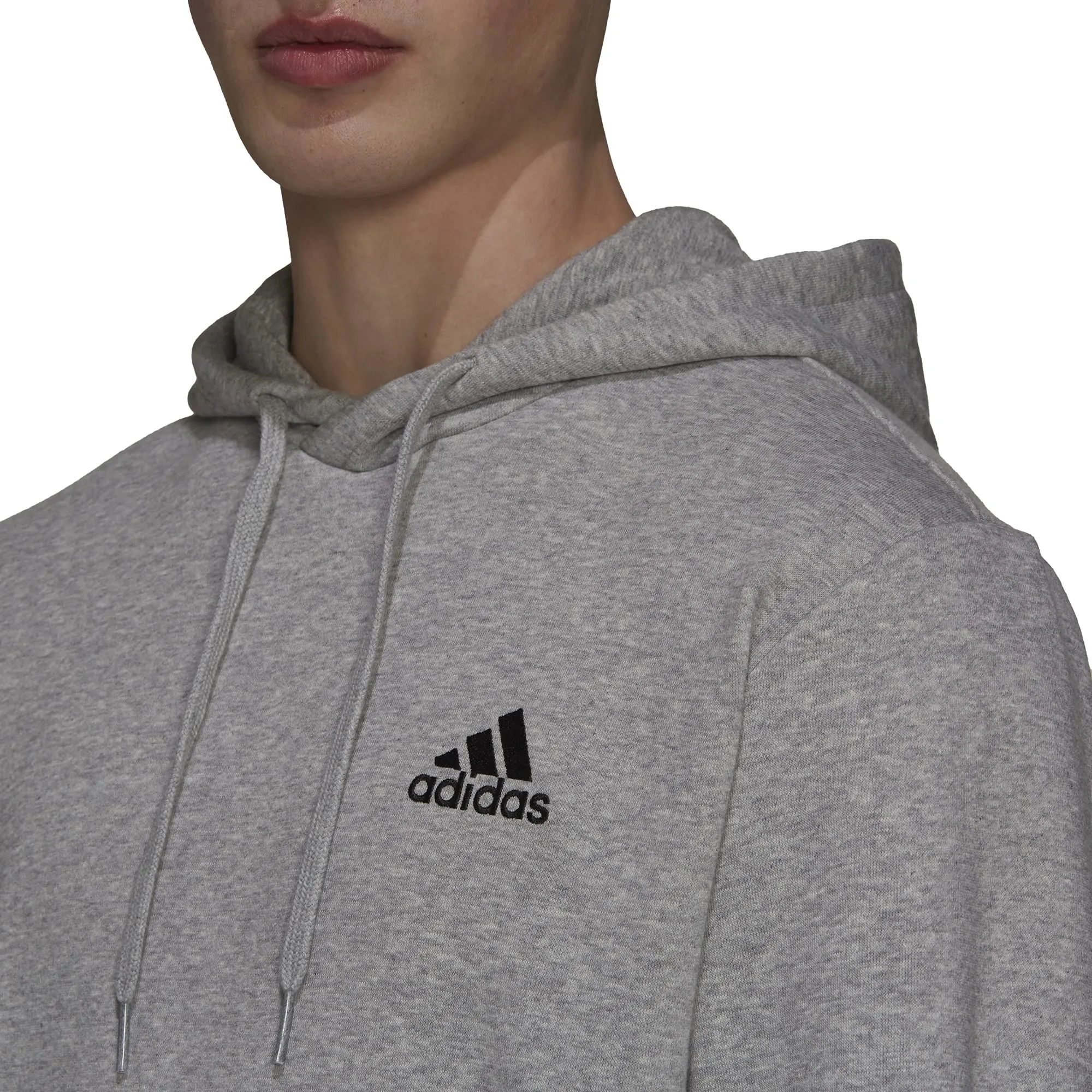 Adidas Men's Big & Tall Essentials Fleece Hoodie - Medium Grey Heather/Black, Large Tall - immagine 2