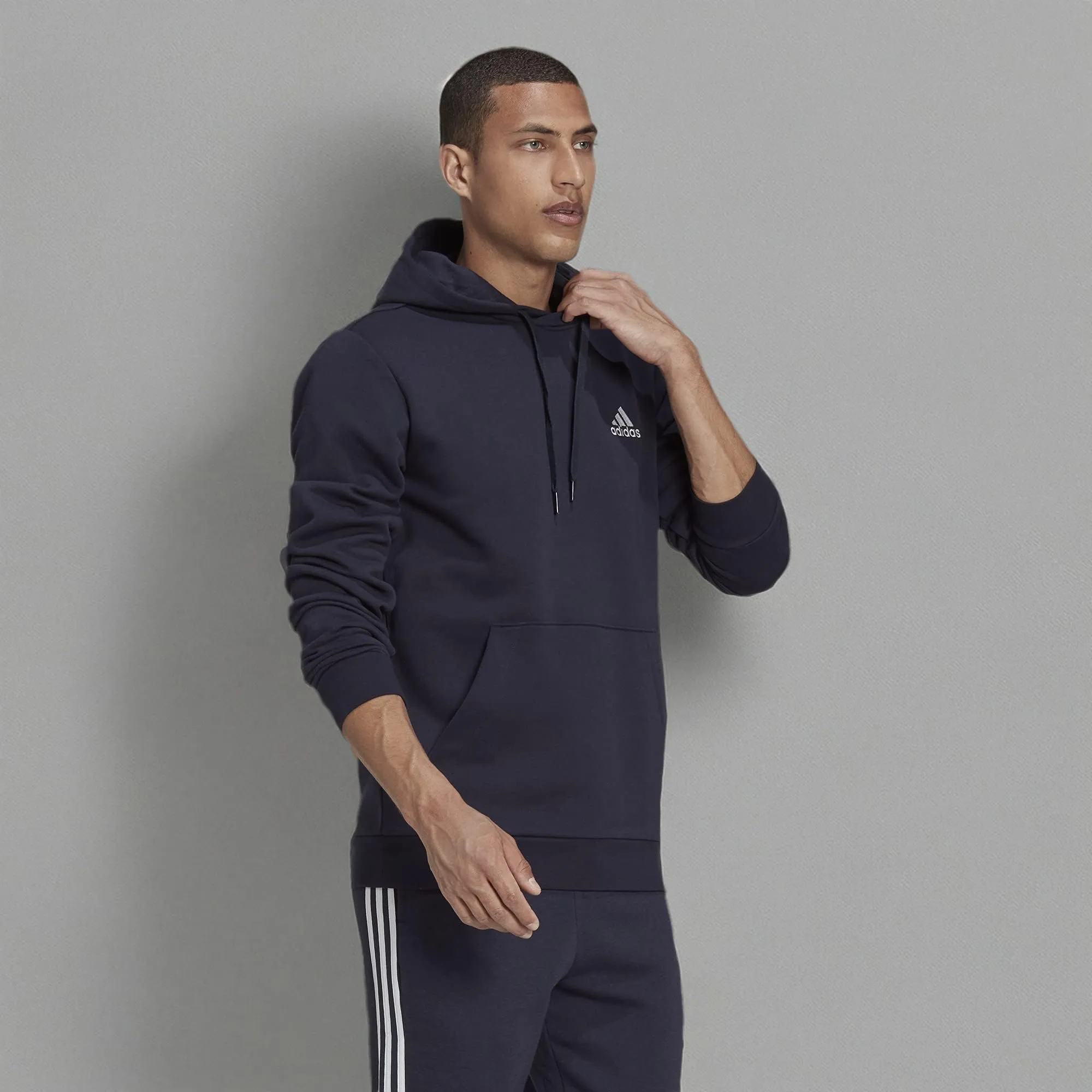 adidas Men's Essentials Fleece Hoodie, Legend Ink/White, Medium - immagine 3