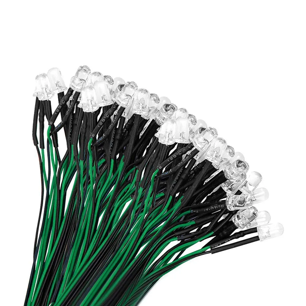 YIXISI 50 Pezzi LED 5mm Precablati 12V 20cm, Verde - immagine 1