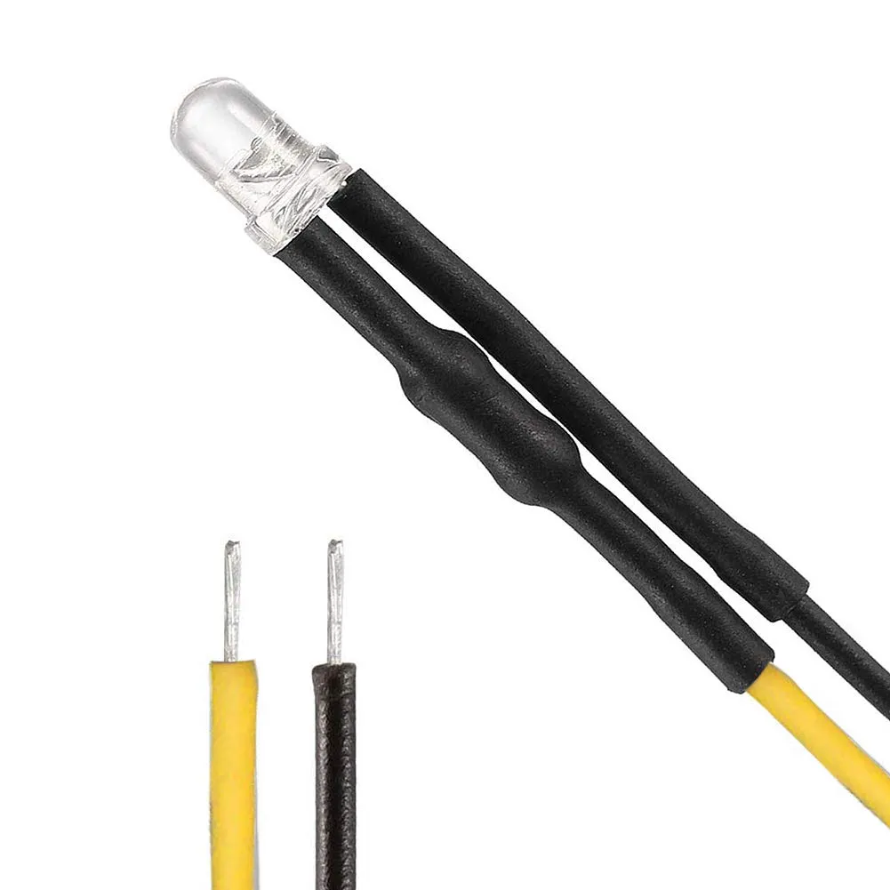 YIXISI 50 Pezzi LED 5mm Precablati 12V 20cm, Giallo - immagine 3