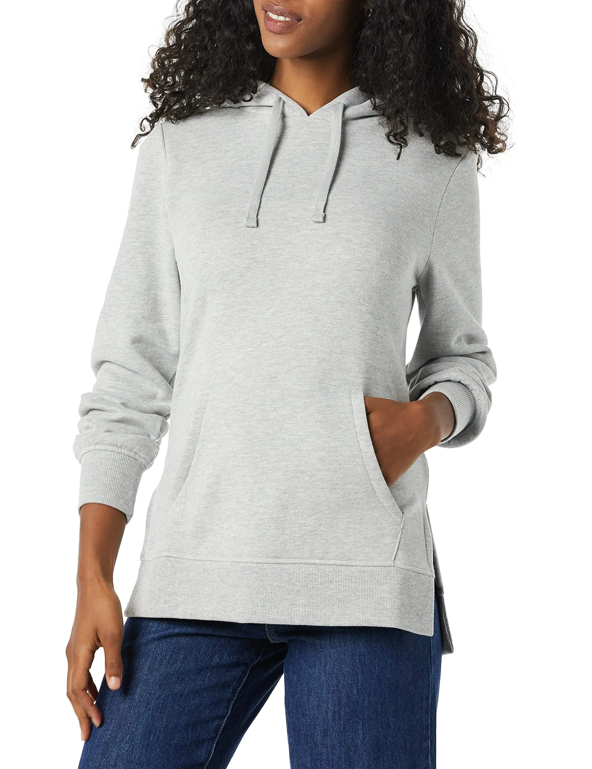 Amazon Essentials Felpa da donna in spugna francese con cappuccio, Grigio Mélange, S - immagine 1