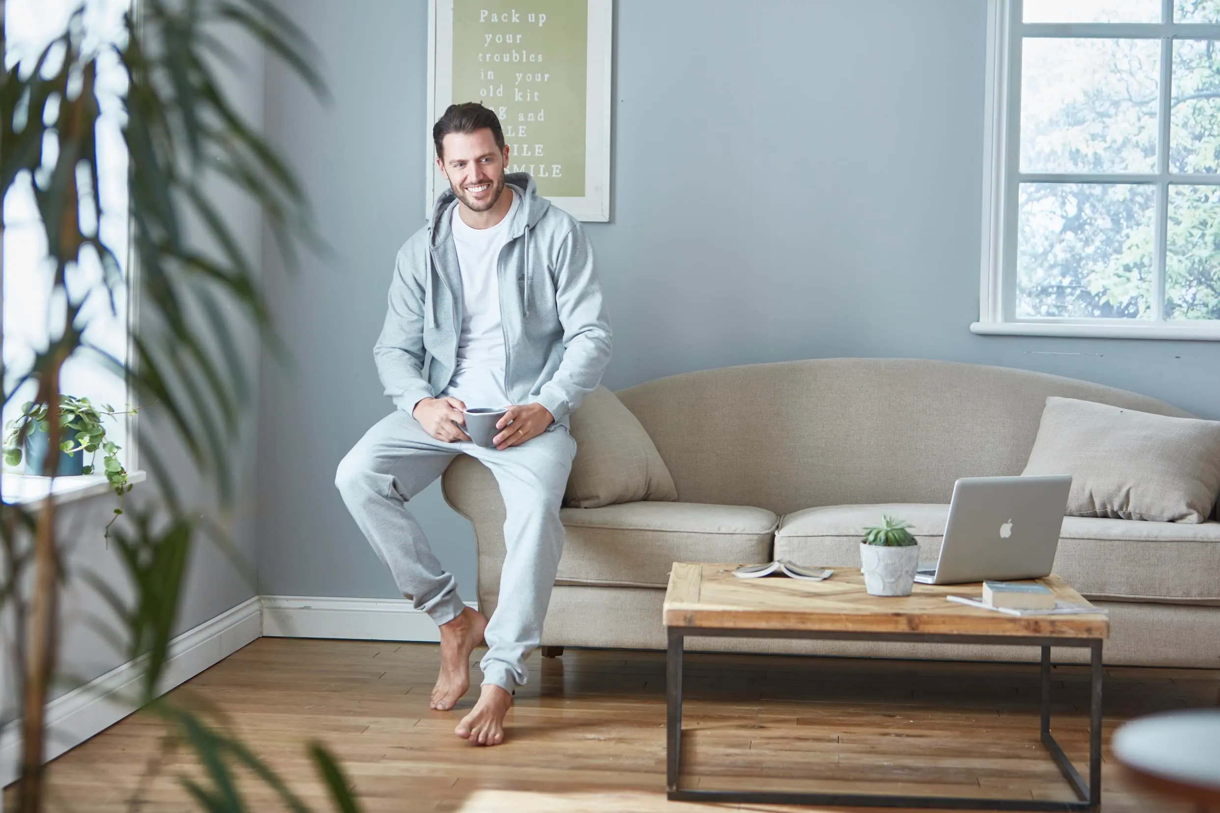 Iron Mountain Pantaloni Jogger Uomo in Felpa Misto Cotone, Grigio Chiaro, S - immagine 3
