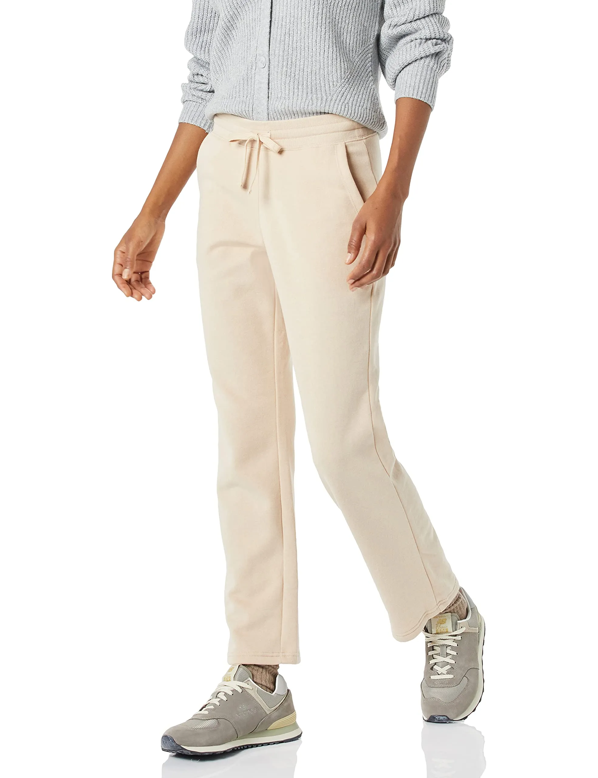 Amazon Essentials Pantaloni Tuta Donna Gamba Dritta in Pile, Beige Chiaro, S - immagine 1