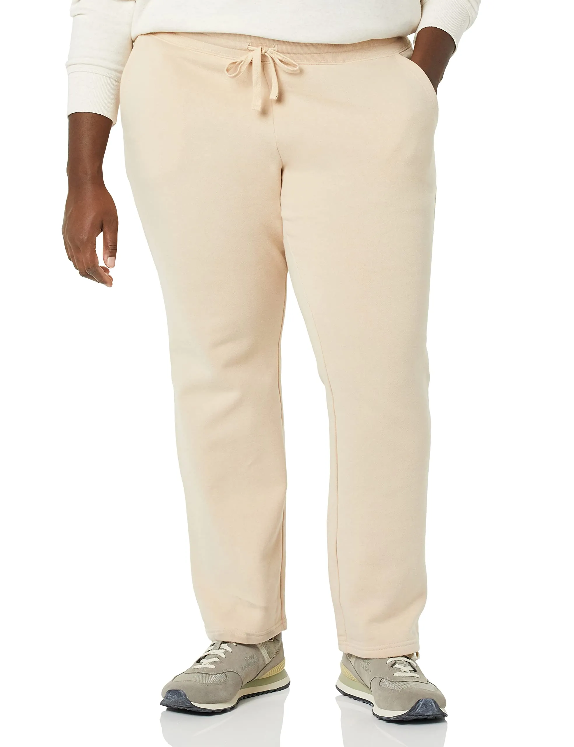 Amazon Essentials Pantaloni Tuta Donna Gamba Dritta in Pile, Beige Chiaro, S - immagine 3
