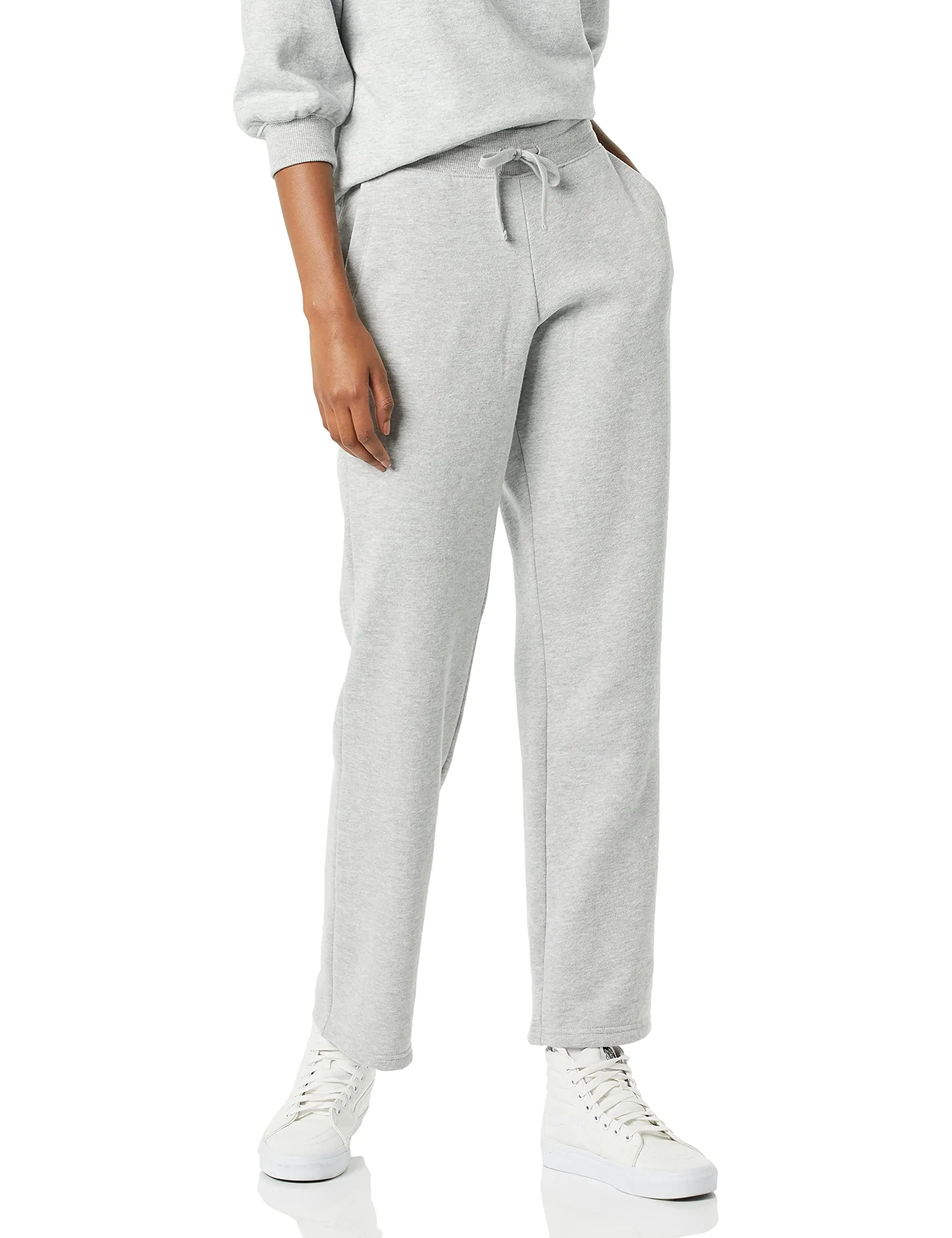 Amazon Essentials Pantaloni Tuta Donna a Gamba Dritta in Pile, Grigio Puntinato, S - immagine 1