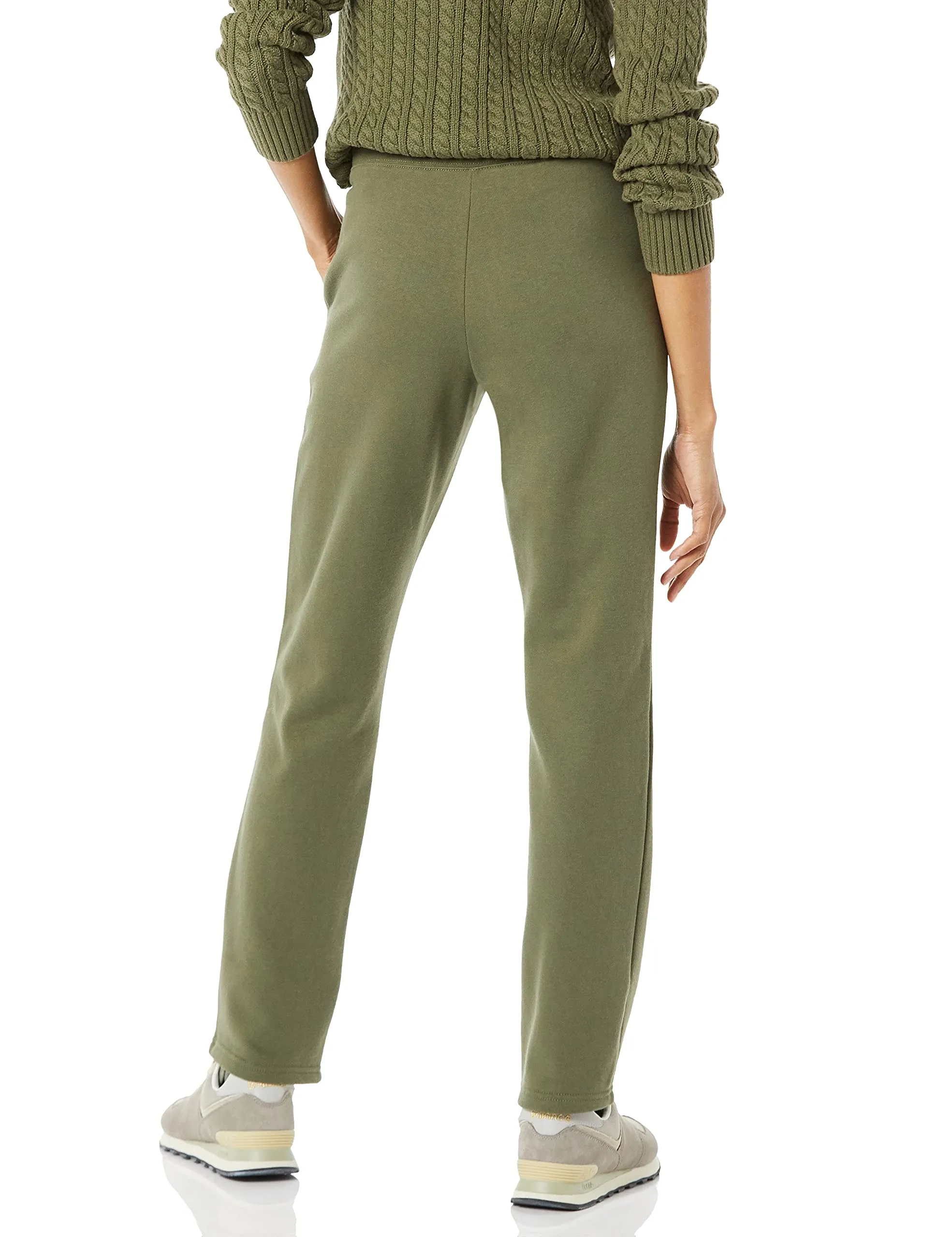 Amazon Essentials Pantaloni Tuta Donna a Gamba Dritta in Pile, Verde Oliva, L - immagine 2