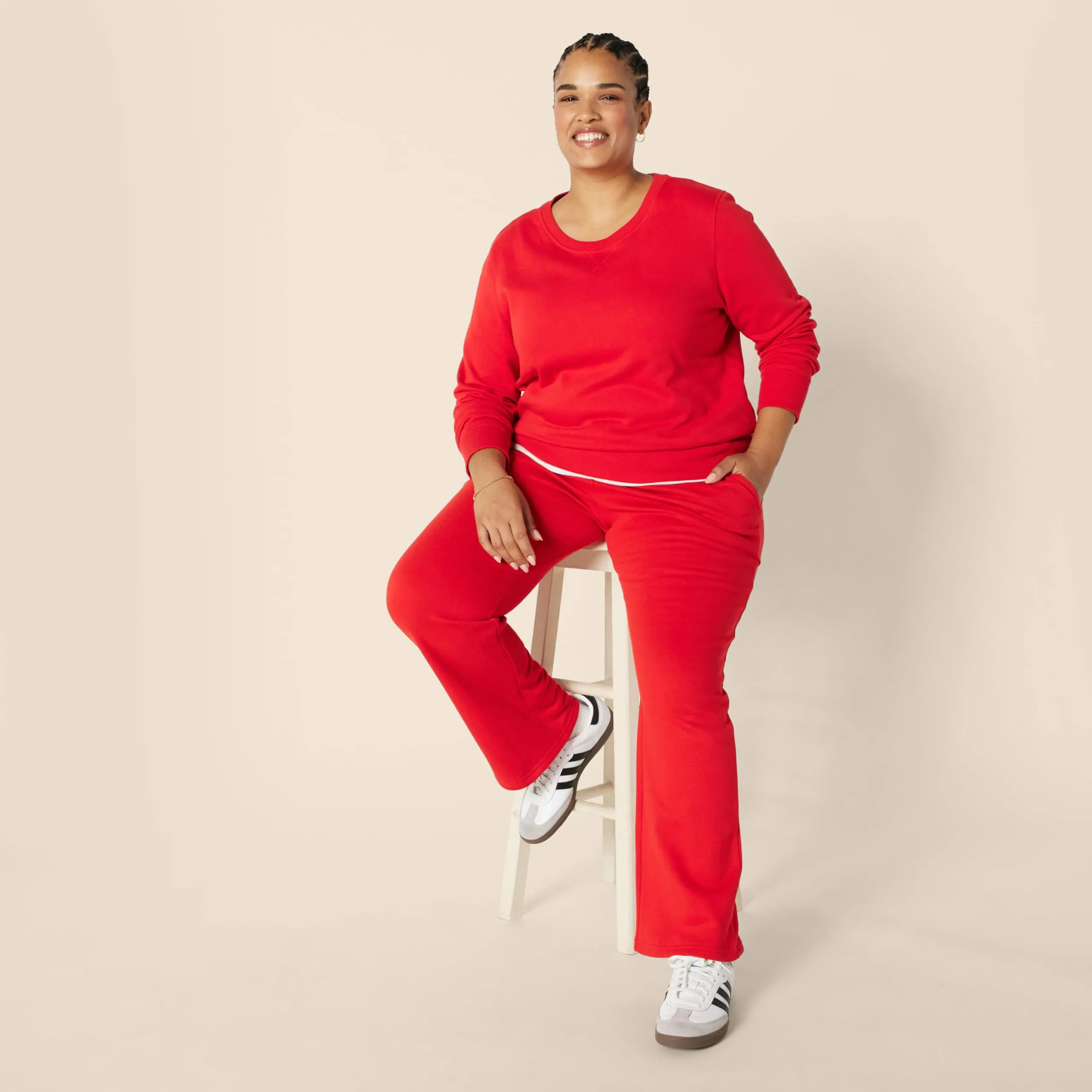 Amazon Essentials Pantaloni Tuta Donna a Gamba Dritta in Pile, Rosso, XL - immagine 6