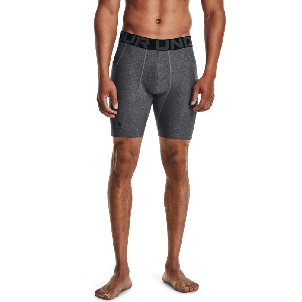 Under Armour HeatGear Compression Shorts, Carbon Heather (090)/Nero, 4XL Tall Men's - immagine 1