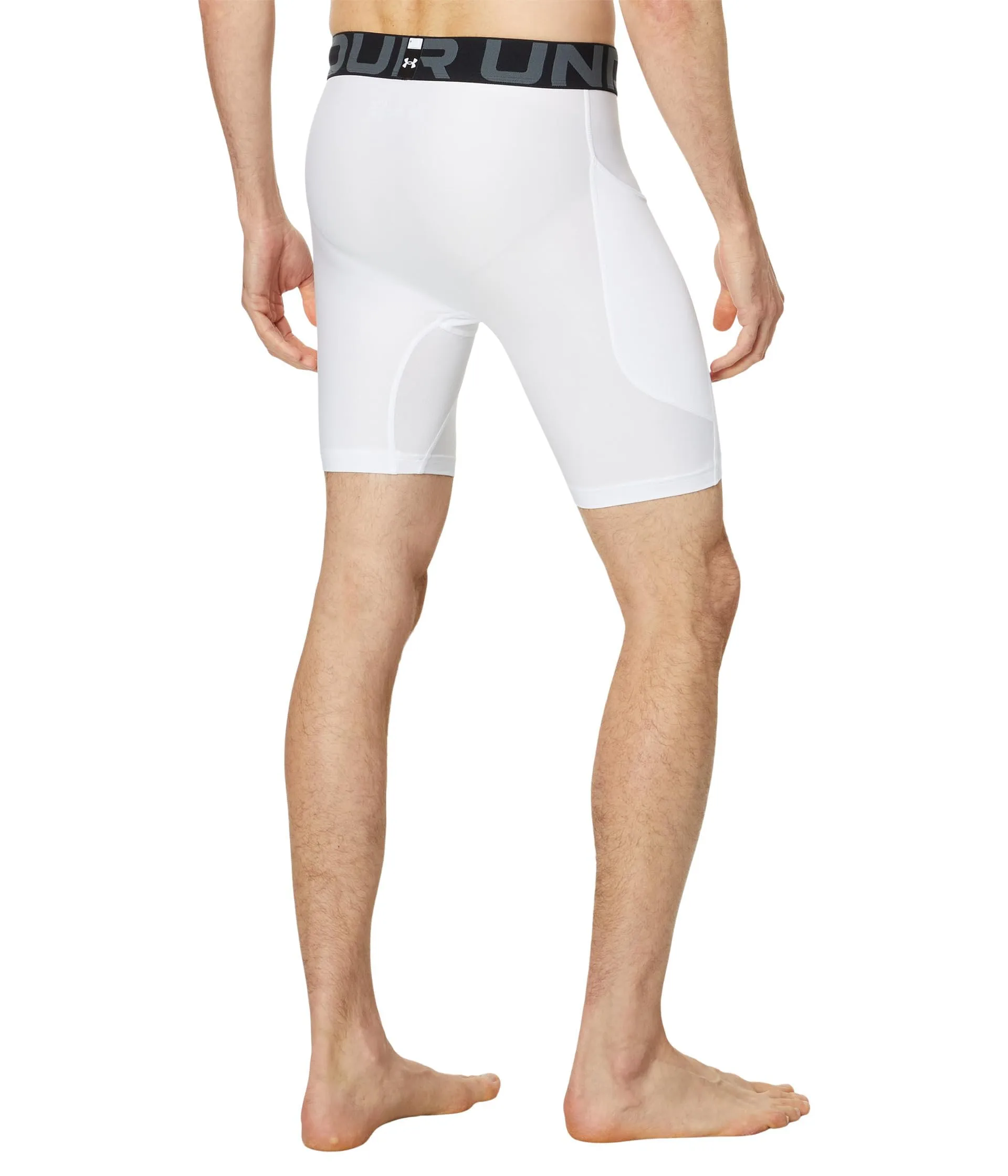 Under Armour HeatGear Compression Shorts for Men, White/Black, 4XL Tall - immagine 2