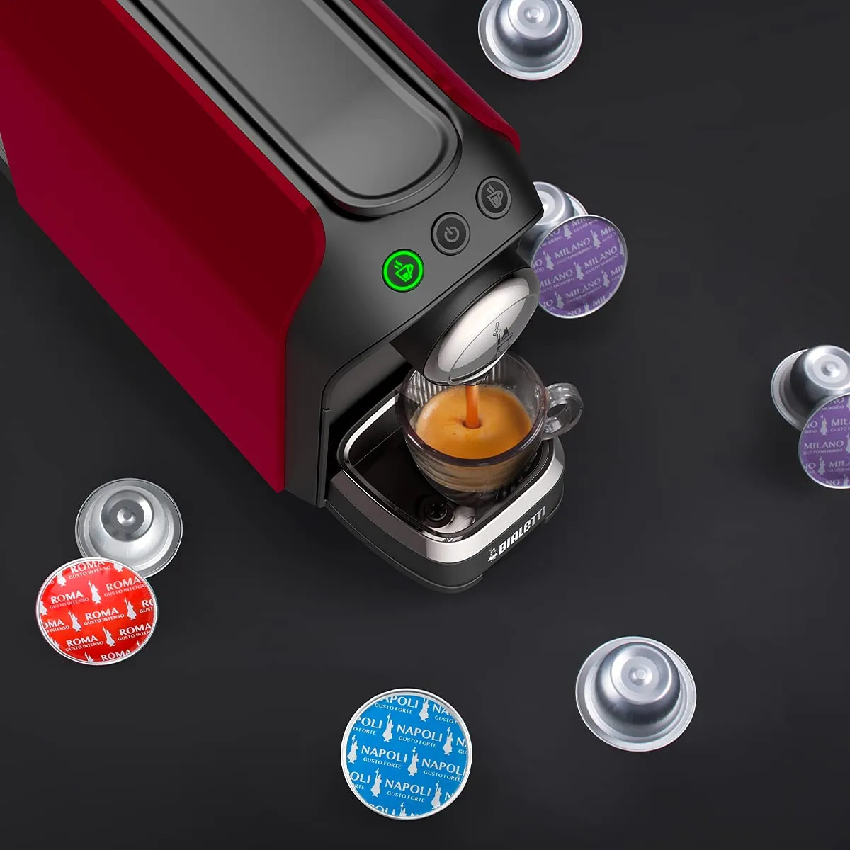 Bialetti Elettrico Macchina Caffè Espresso per Capsule, Rosso - immagine 4