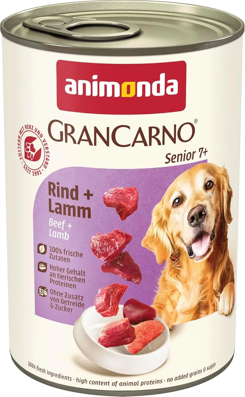 animonda GranCarno Senior Cibo Umido per Cani, Manzo e Agnello, 6 x 400 g - immagine 1