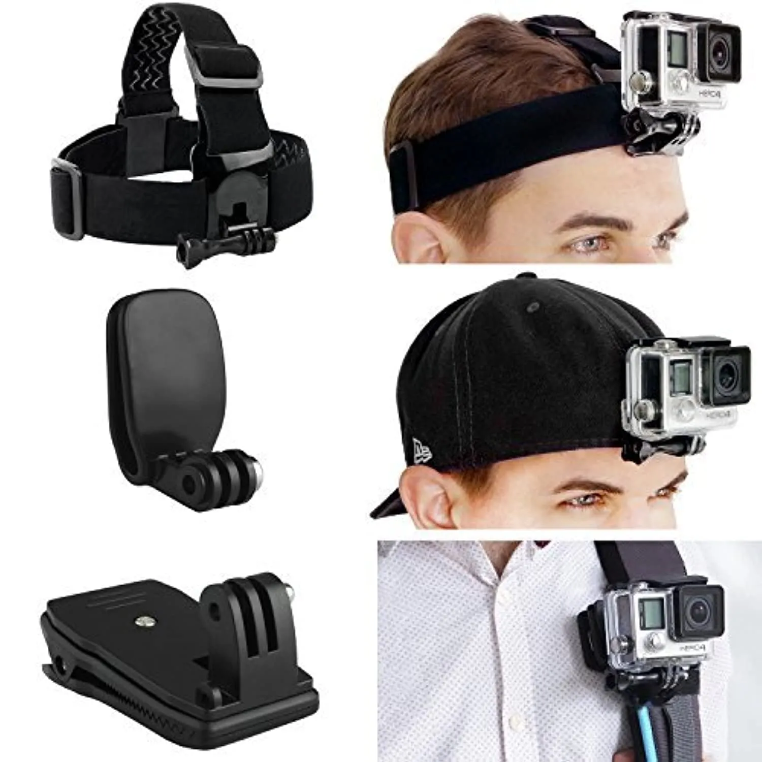 CAMKIX Bundle Supporto di Montaggio per Testa, Zaino e Cappello per GoPro Hero e DJI Osmo Action - immagine 1