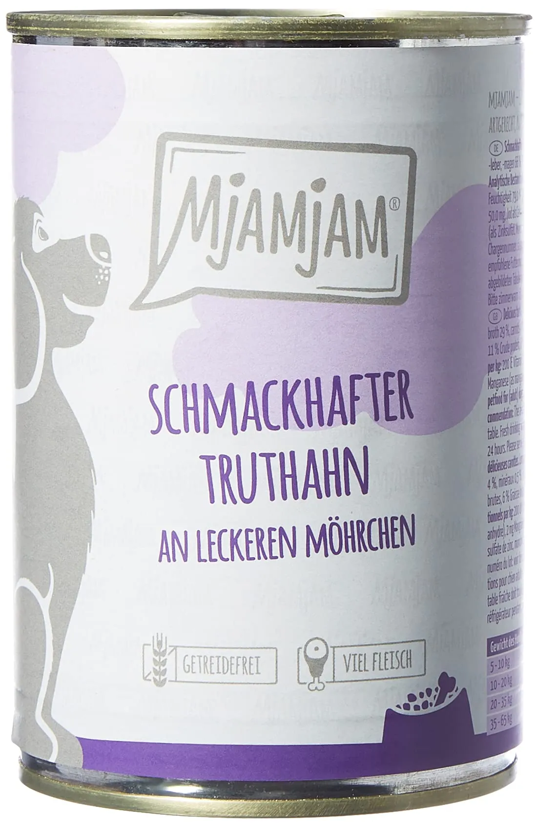 MjAMjAM Cibo Umido per Cani Tacchino e Carote, Senza Cereali, 6 x 400 g - immagine 1