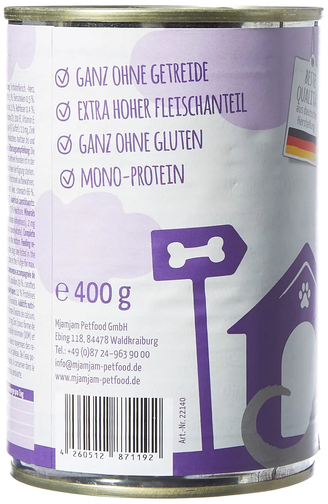 MjAMjAM Cibo Umido per Cani Tacchino e Carote, Senza Cereali, 6 x 400 g - immagine 4