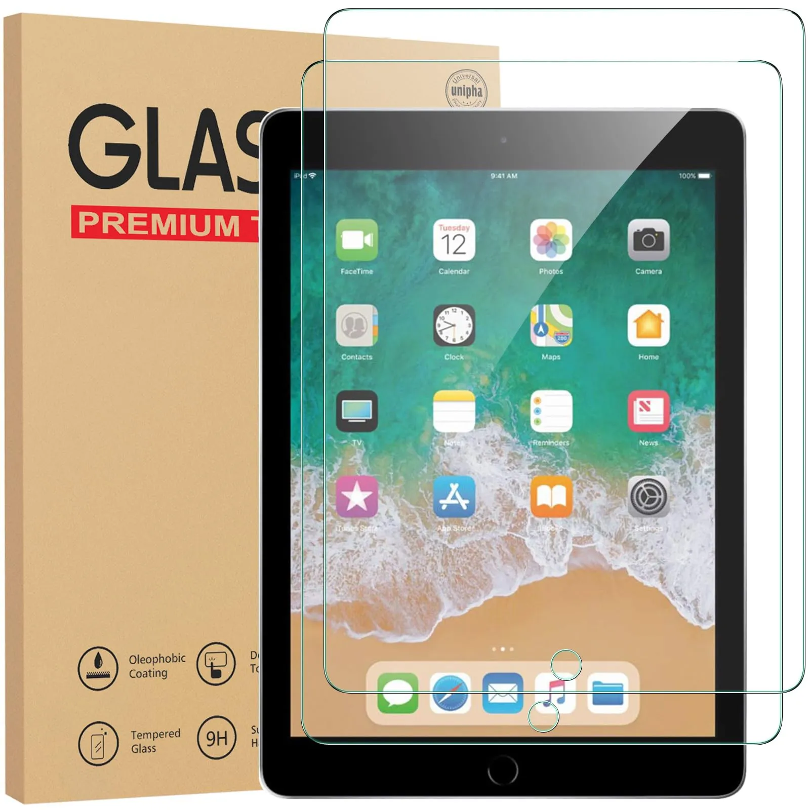 Gerutek Pellicola Protettiva in Vetro Temperato per iPad 9.7 (6a/5a Gen, Air 1/2, Pro 2016), 2 Pezzi - immagine 1
