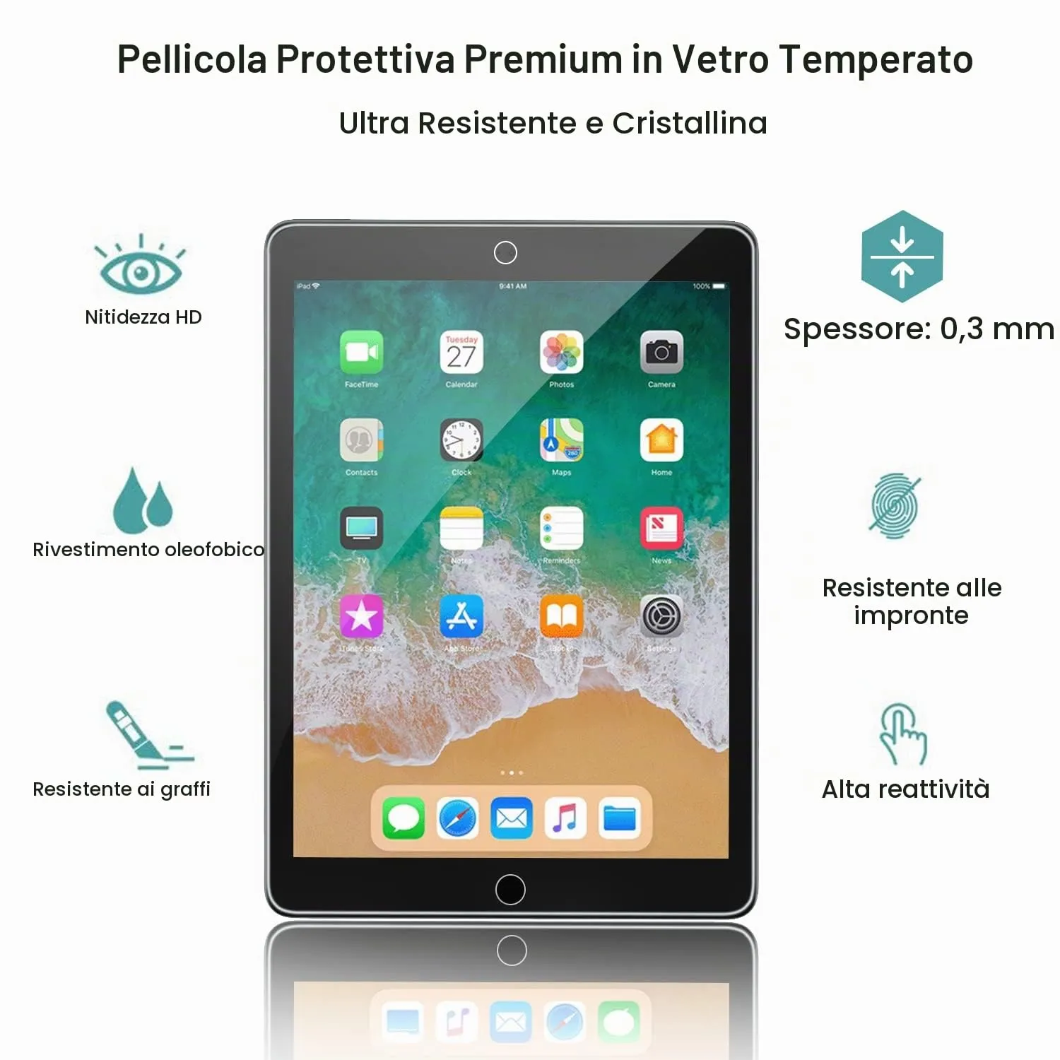 Gerutek Pellicola Protettiva in Vetro Temperato per iPad 9.7 (6a/5a Gen, Air 1/2, Pro 2016), 2 Pezzi - immagine 3